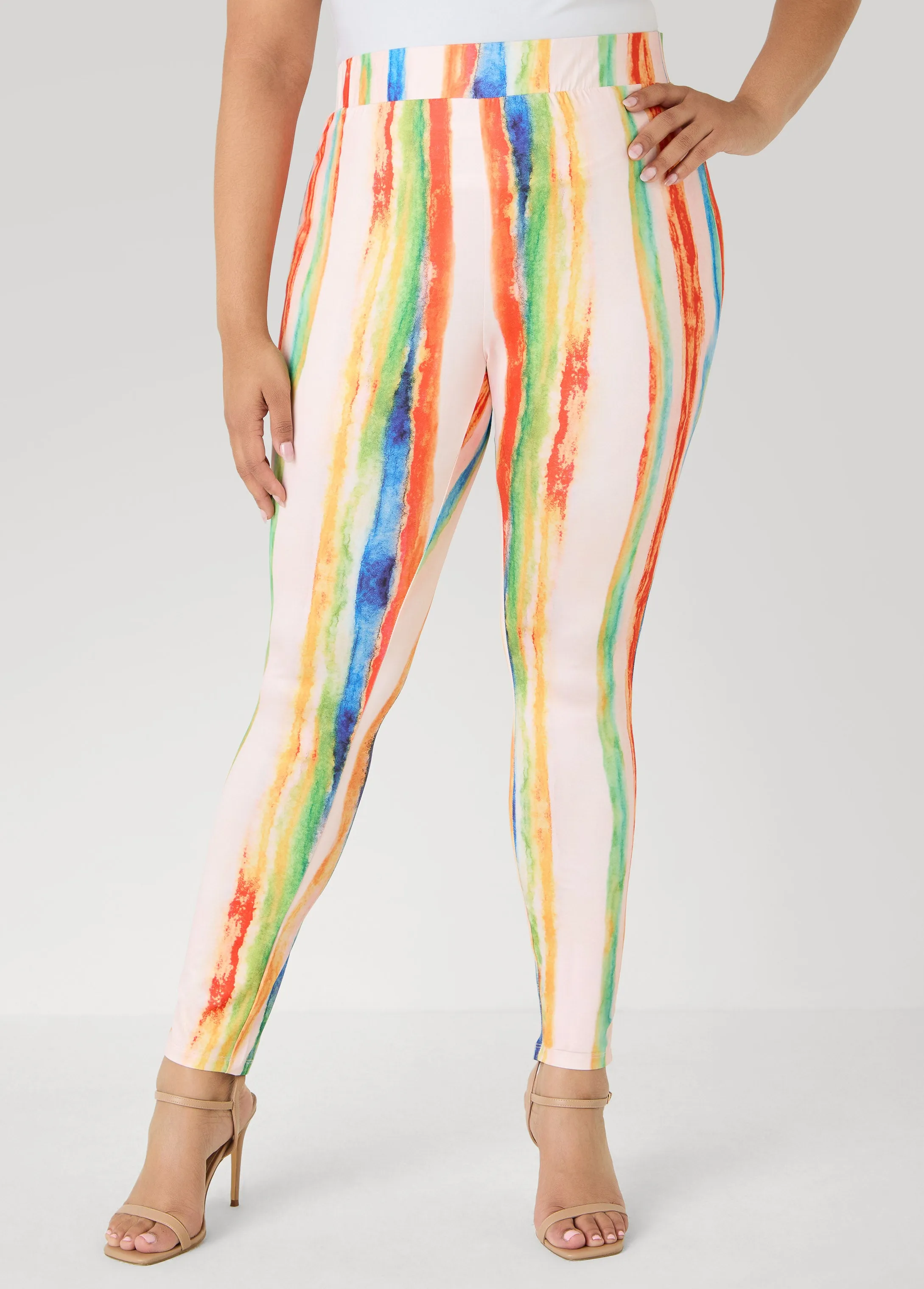 Brushstroke Striped Leggings sold by Ashley Stewart