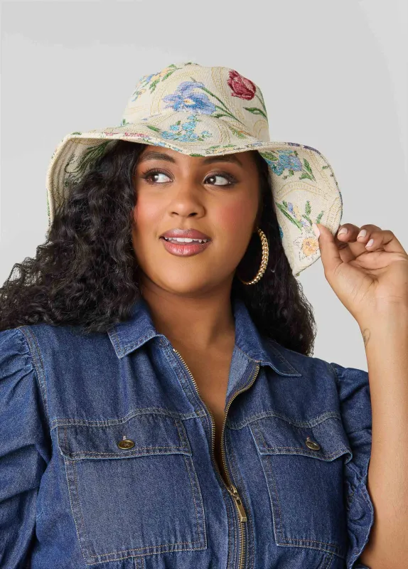 Floral Jacquard Bucket Hat sold by Ashley Stewart