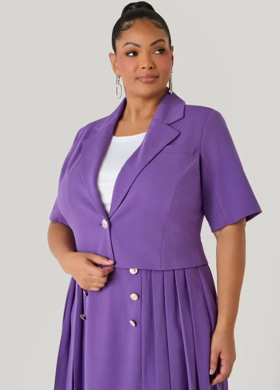 Cropped Button Front Blazer made by Ashley Stewart
