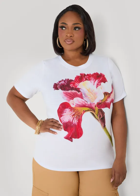 Floral Jersey Graphic Tee sold by Ashley Stewart
