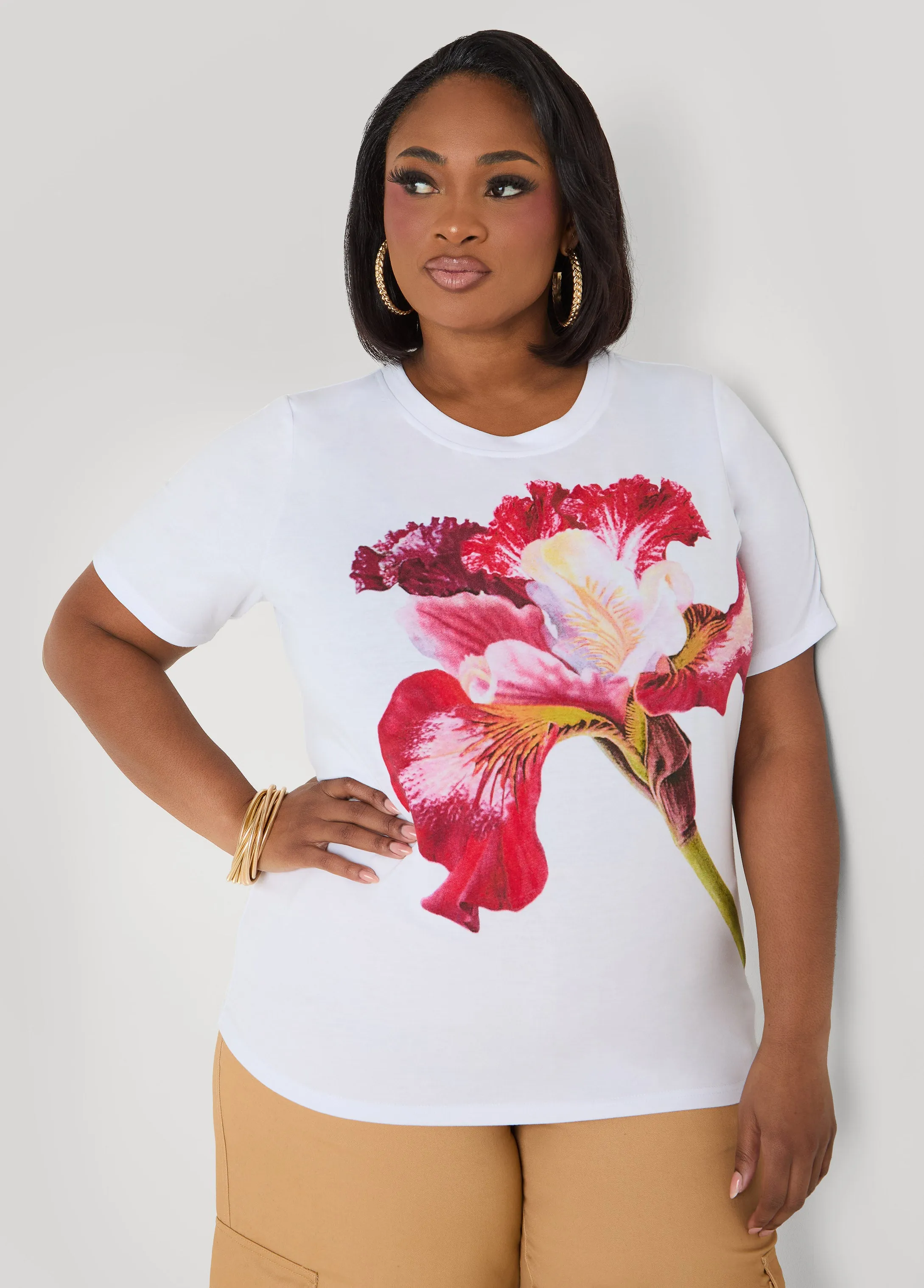Floral Jersey Graphic Tee sold by Ashley Stewart