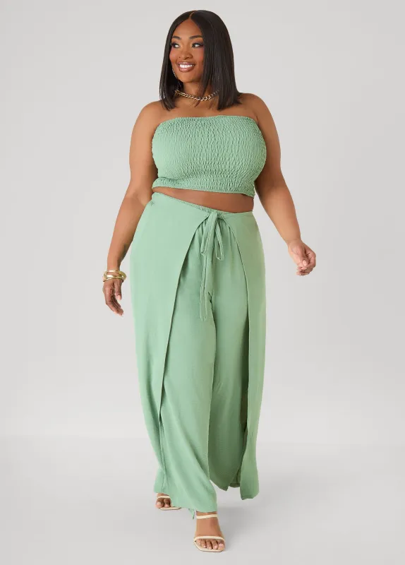 Tie Wrap Wide Leg Pants made by Ashley Stewart