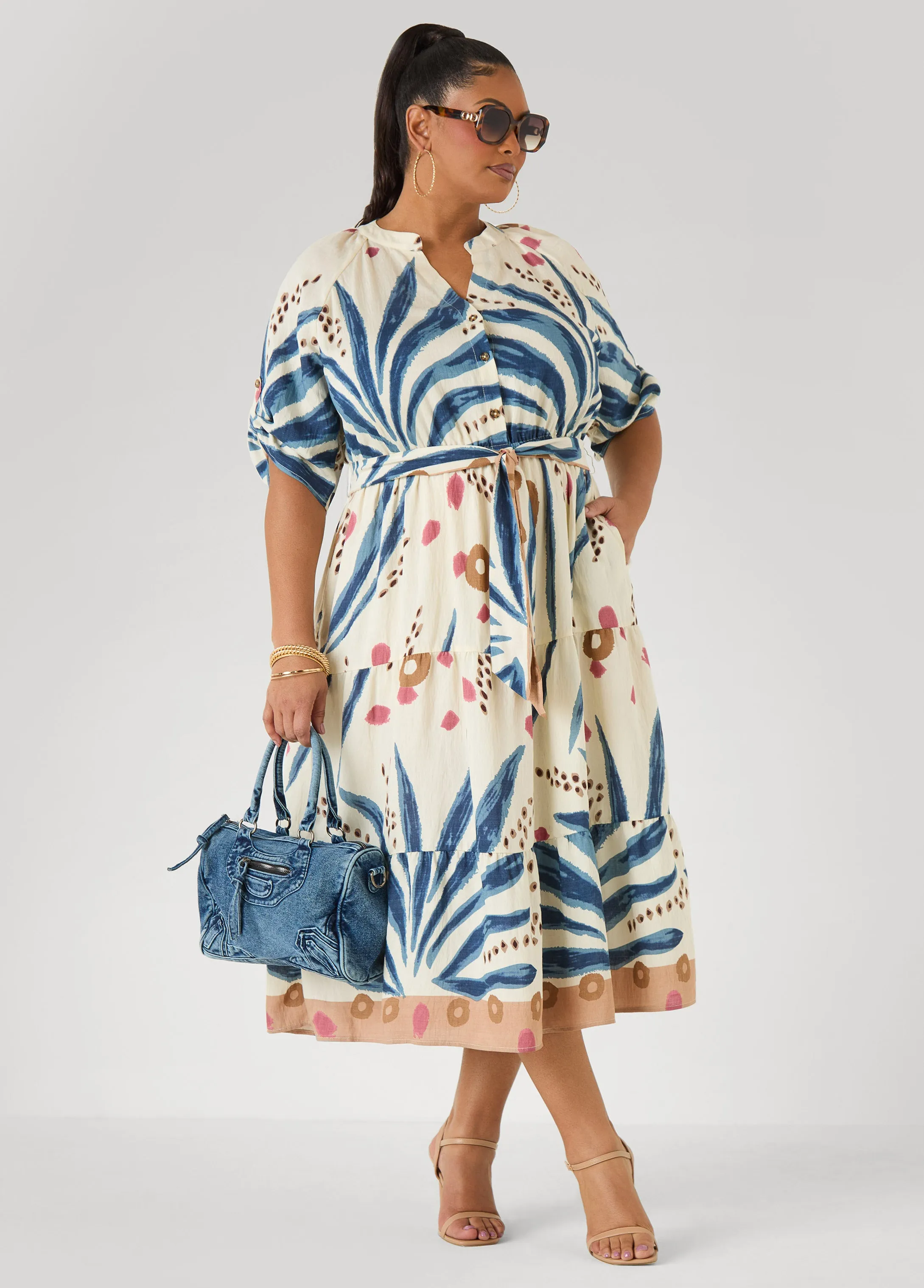 Abstract Print A Line Midaxi Dress sold by Ashley Stewart product image thumbnail 3