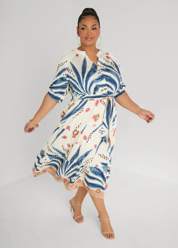 Abstract Print A Line Midaxi Dress made by Ashley Stewart