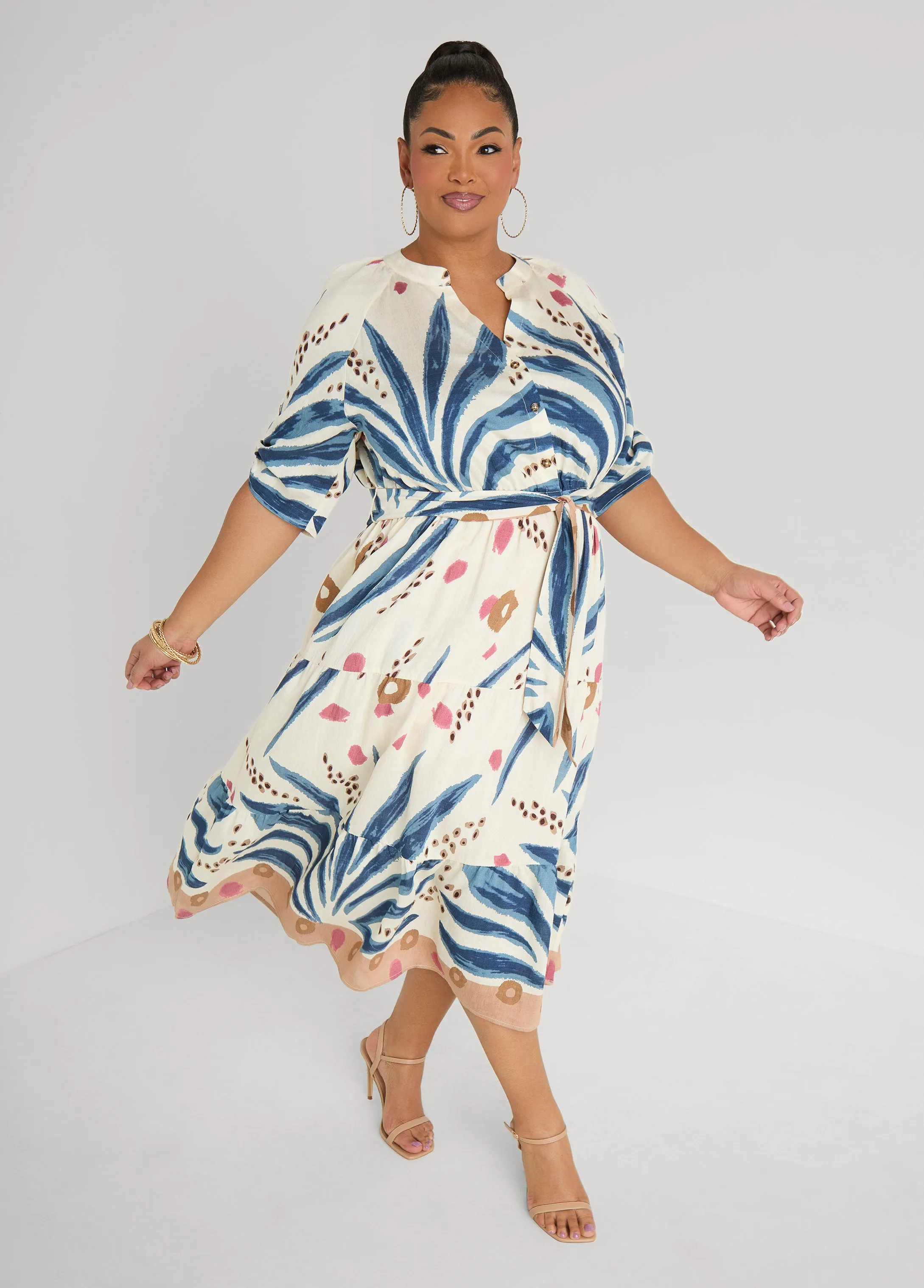 Abstract Print A Line Midaxi Dress sold by Ashley Stewart