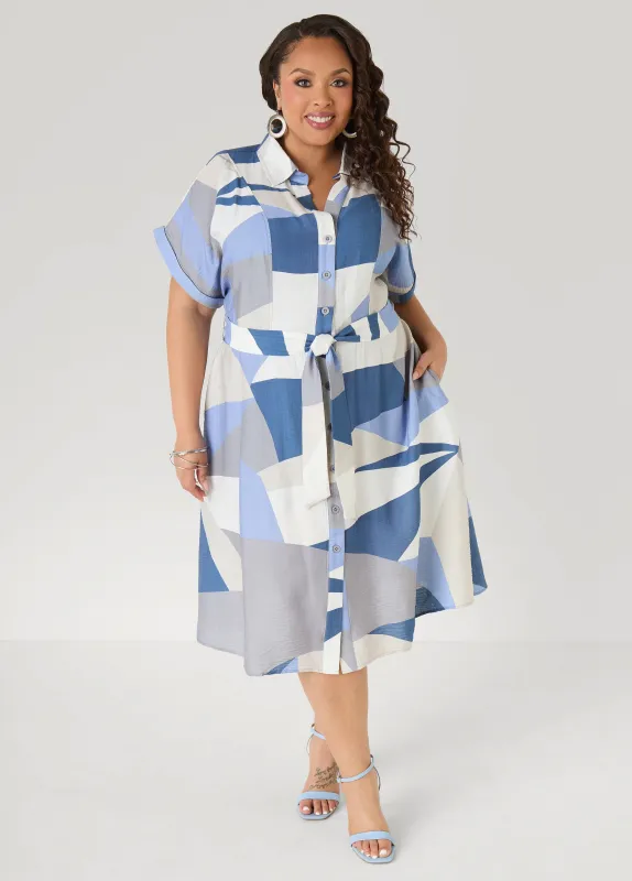 Belted Geo Print Shirtdress made by Ashley Stewart