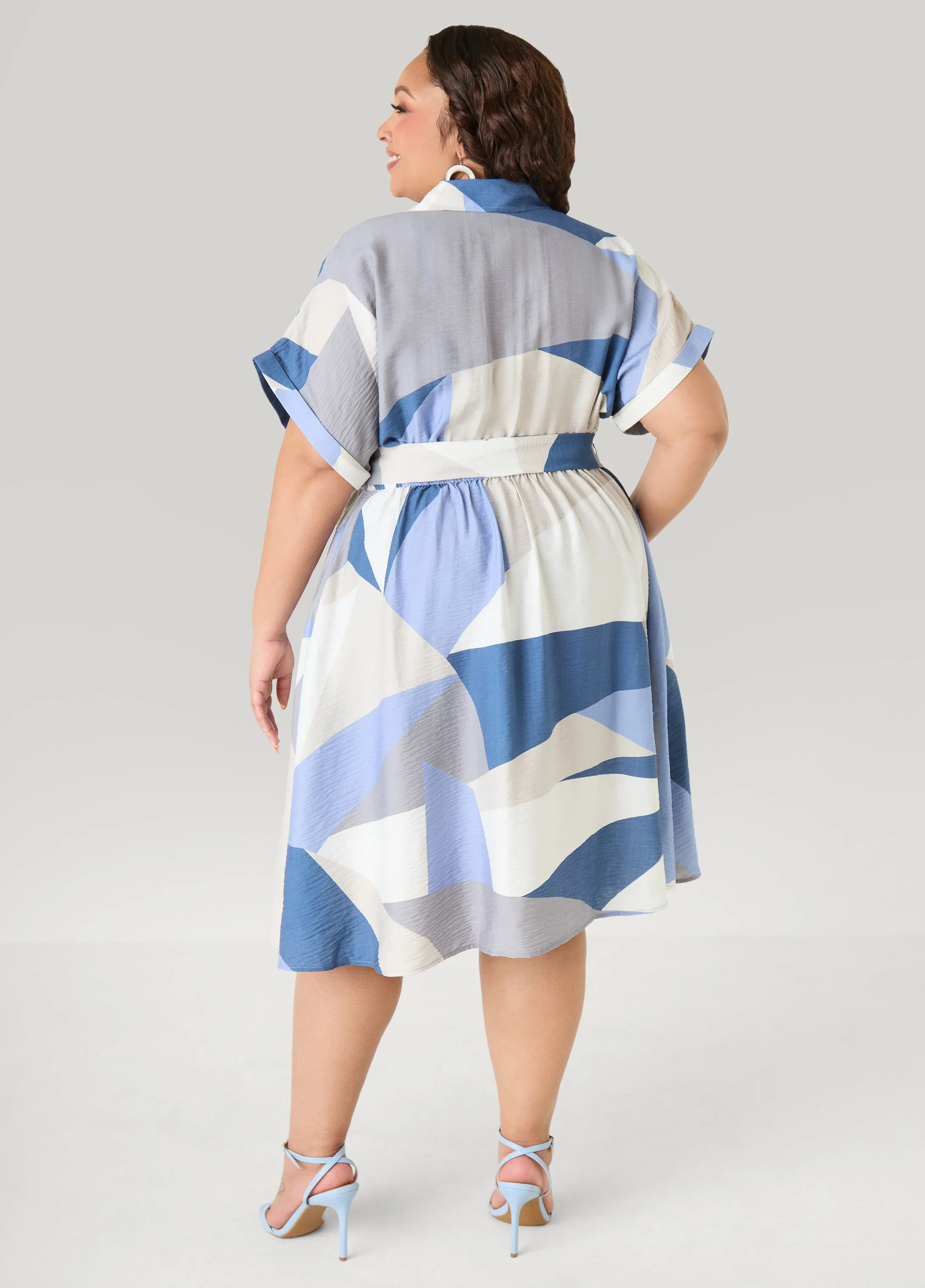 Belted Geo Print Shirtdress sold by Ashley Stewart product image thumbnail 2