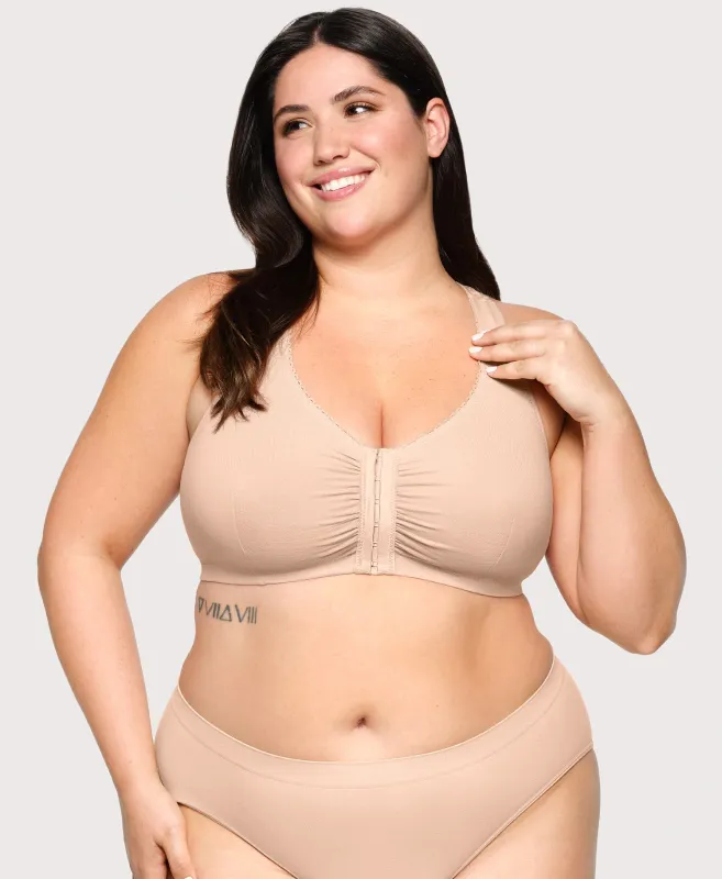 Lace Panel T Back Comfort Bra made by Glamorise