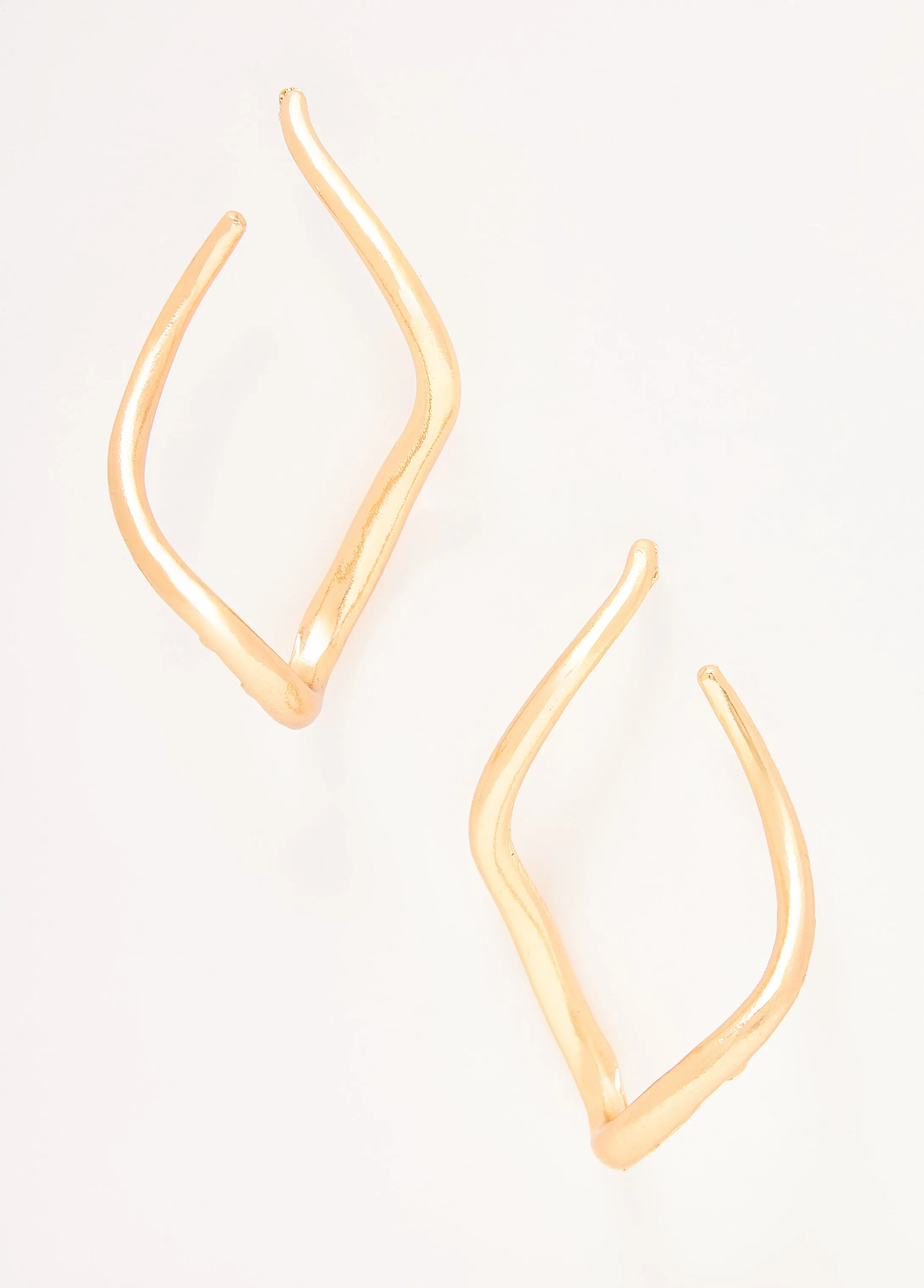 Wavy Gold Tone Hoop Earrings sold by Ashley Stewart product image thumbnail 2