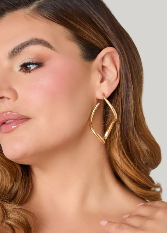 Wavy Gold Tone Hoop Earrings made by Ashley Stewart