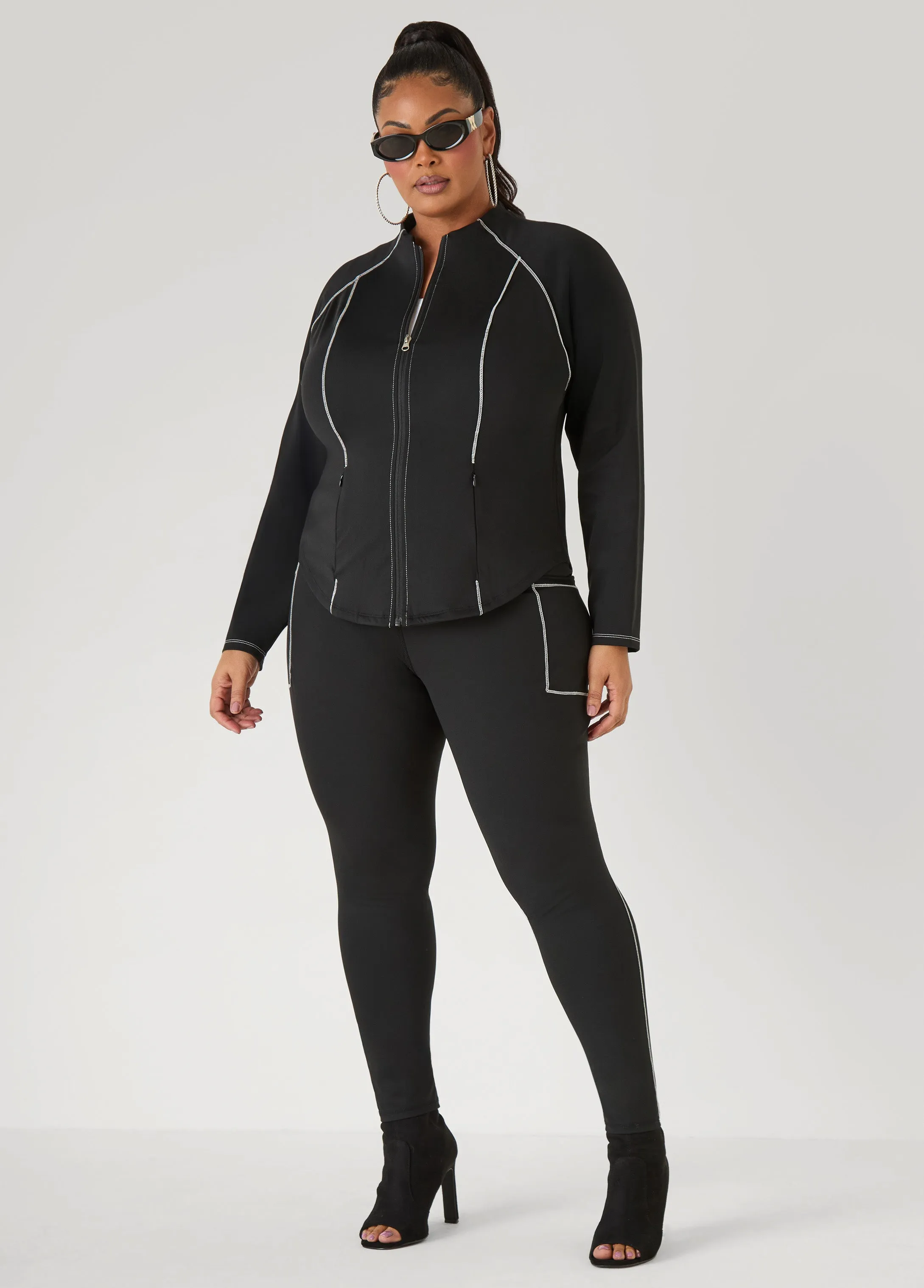 Piped High Waist Leggings sold by Ashley Stewart product image thumbnail 5