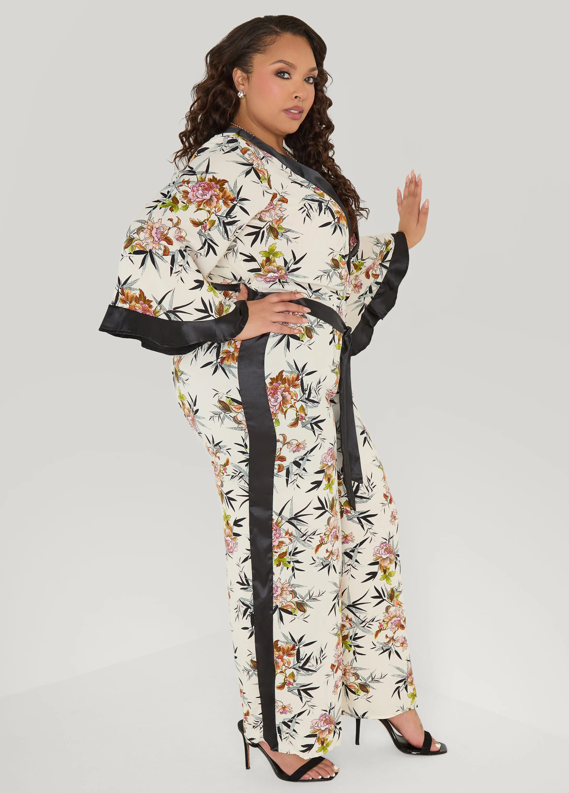 Floral Faux Wrap Jumpsuit sold by Ashley Stewart product image thumbnail 3
