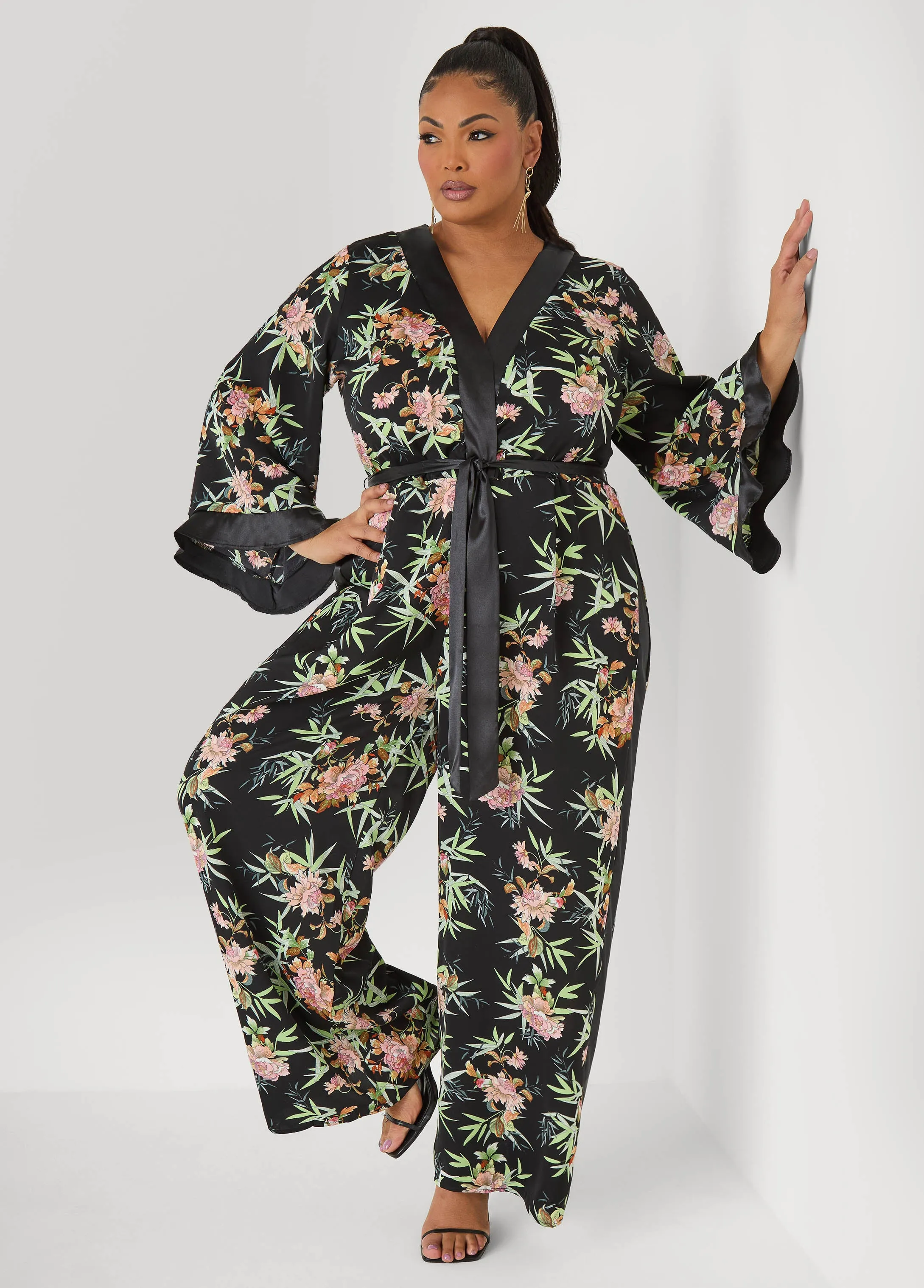 Floral Faux Wrap Jumpsuit sold by Ashley Stewart product image thumbnail 5