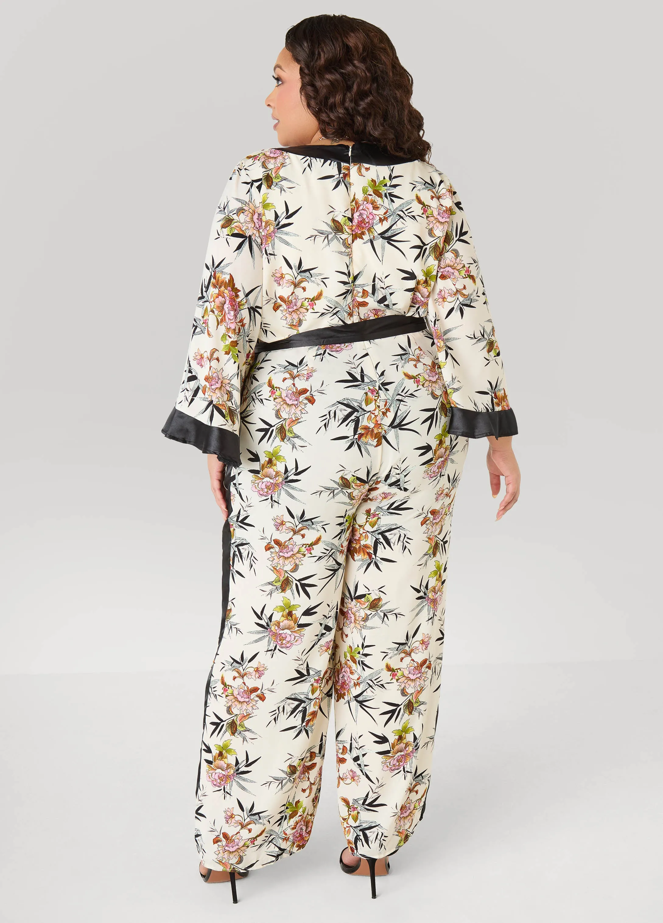 Floral Faux Wrap Jumpsuit sold by Ashley Stewart product image thumbnail 2