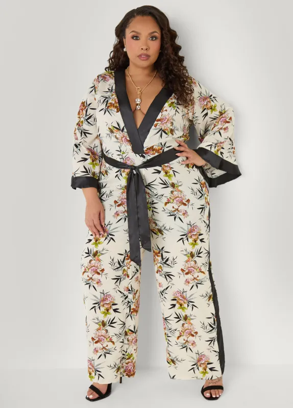 Floral Faux Wrap Jumpsuit made by Ashley Stewart