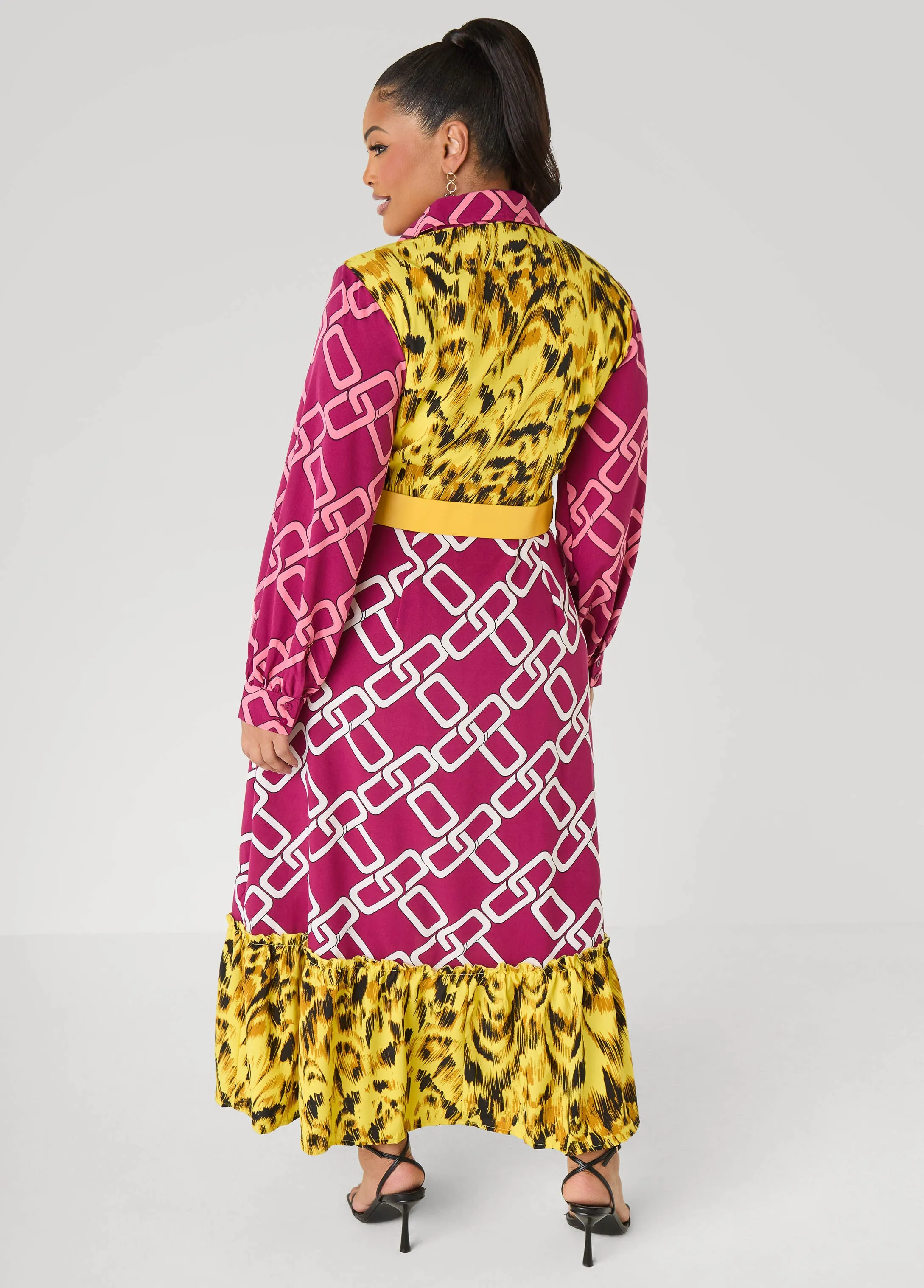 Belted Printed Maxi Shirtdress sold by Ashley Stewart product image thumbnail 2
