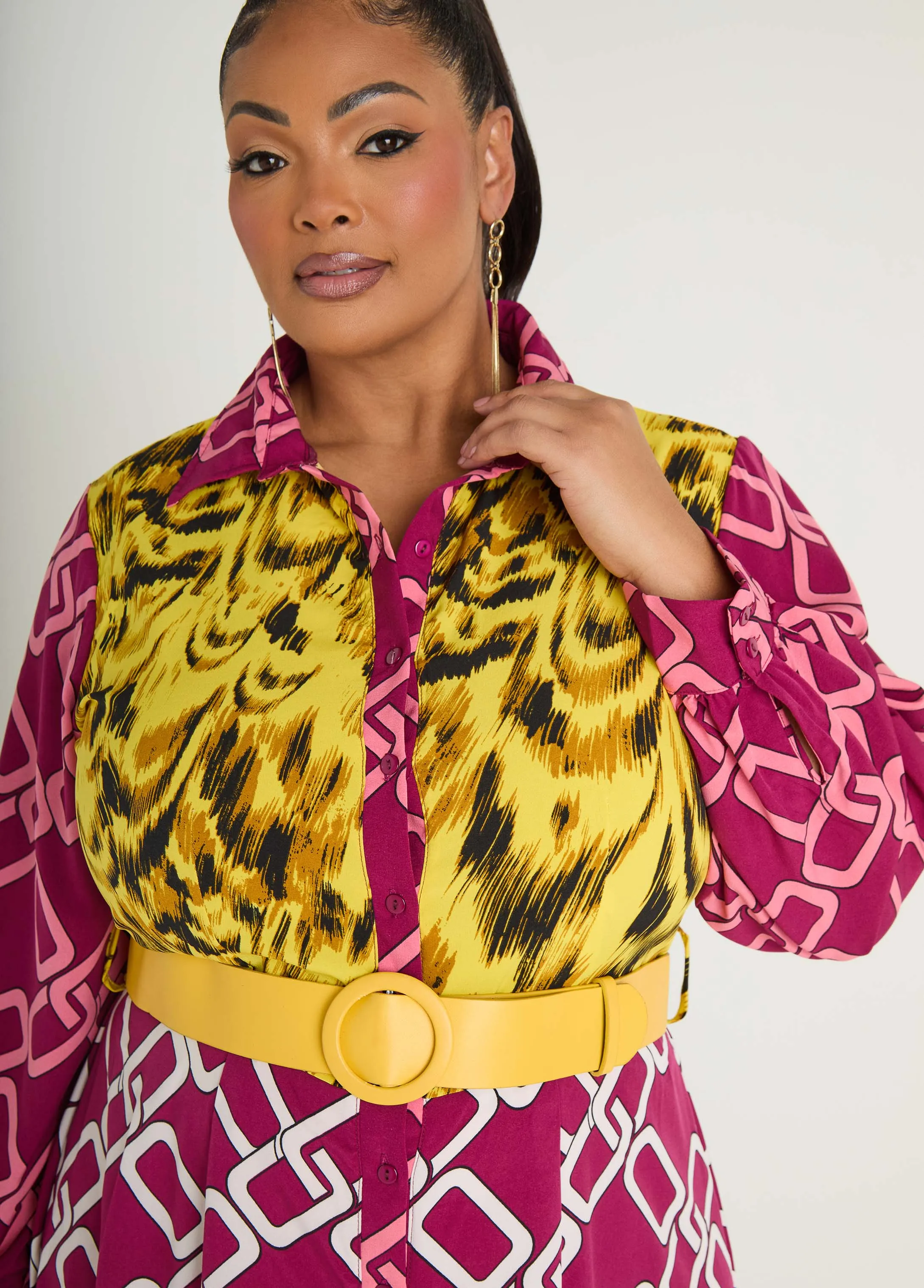 Belted Printed Maxi Shirtdress sold by Ashley Stewart product image thumbnail 4