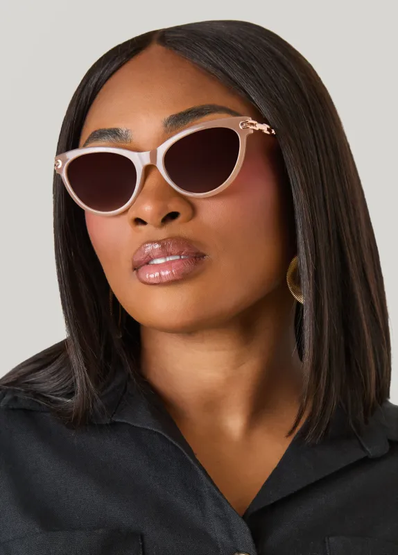 Chain Trimmed Cat Eye Sunglasses made by Ashley Stewart