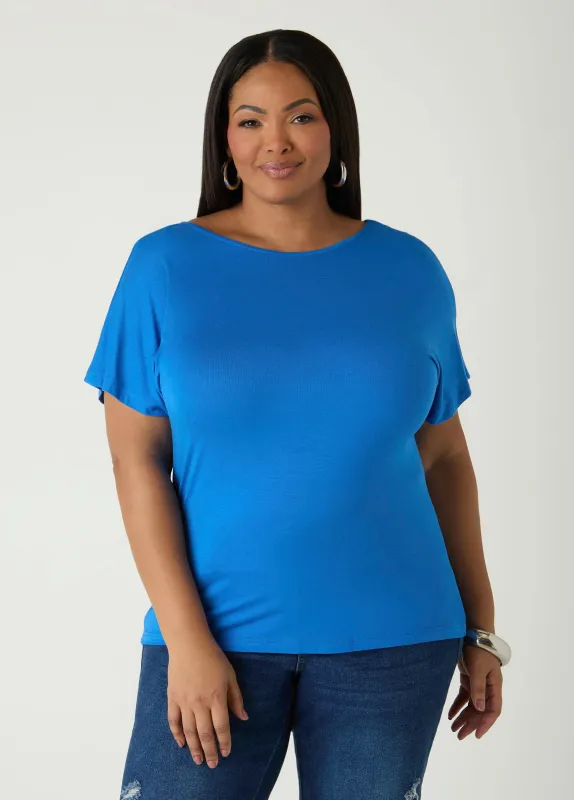 Lace Paneled Open Back Top made by Ashley Stewart