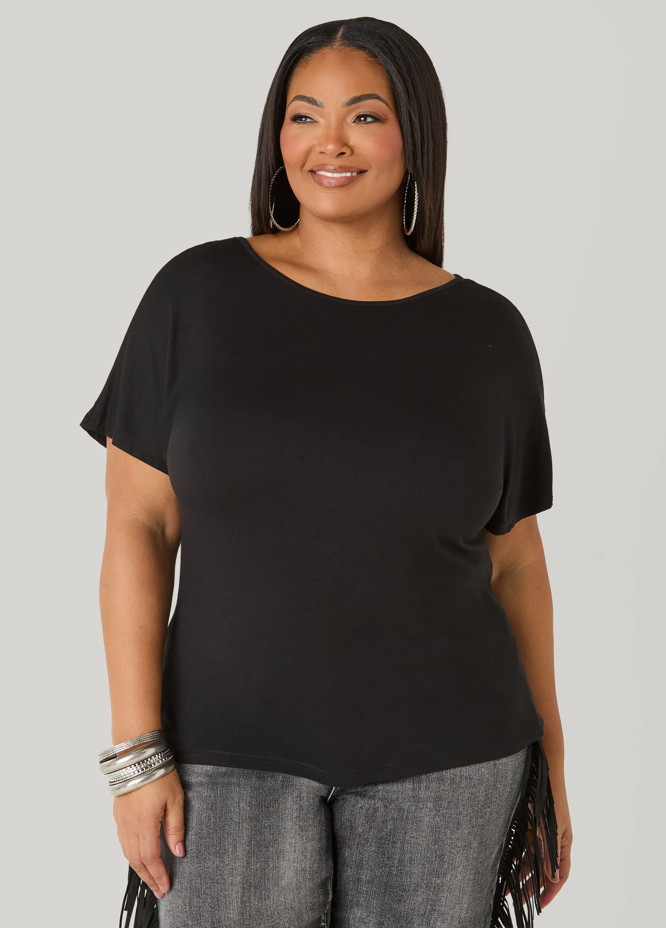 Lace Paneled Open Back Top sold by Ashley Stewart product image thumbnail 5