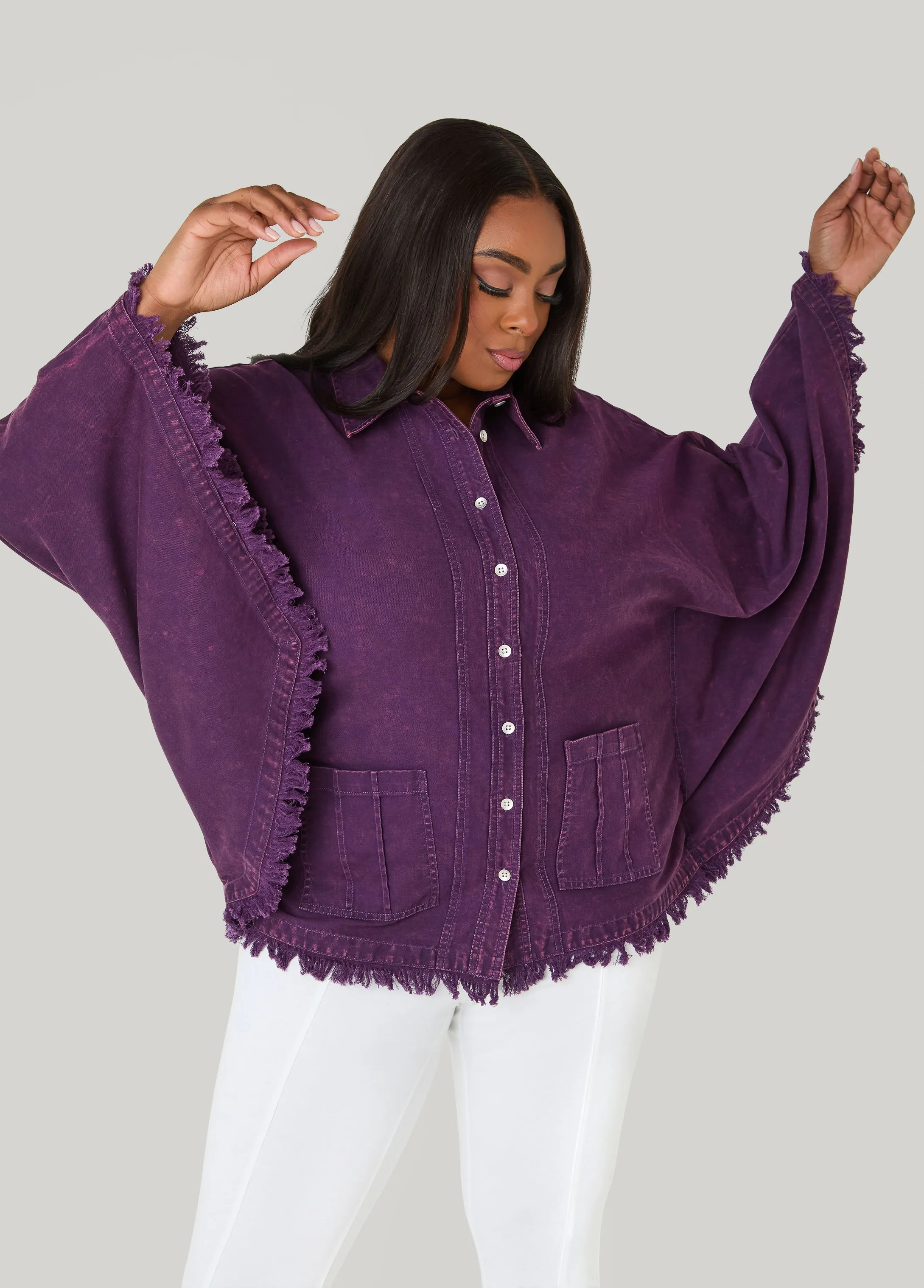 Bell Sleeved Denim Poncho sold by Ashley Stewart