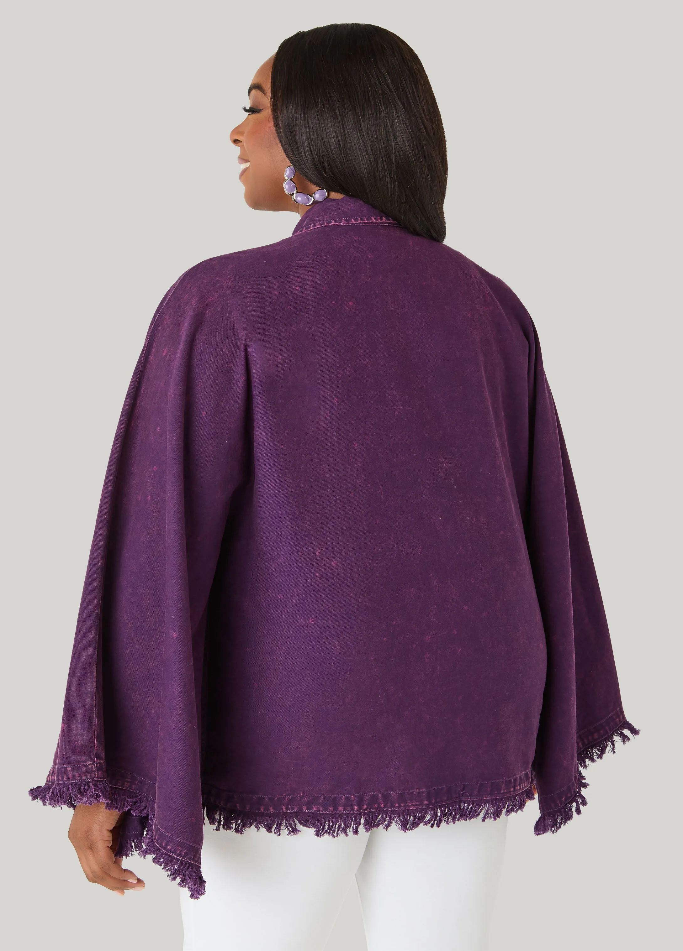 Bell Sleeved Denim Poncho sold by Ashley Stewart product image thumbnail 2