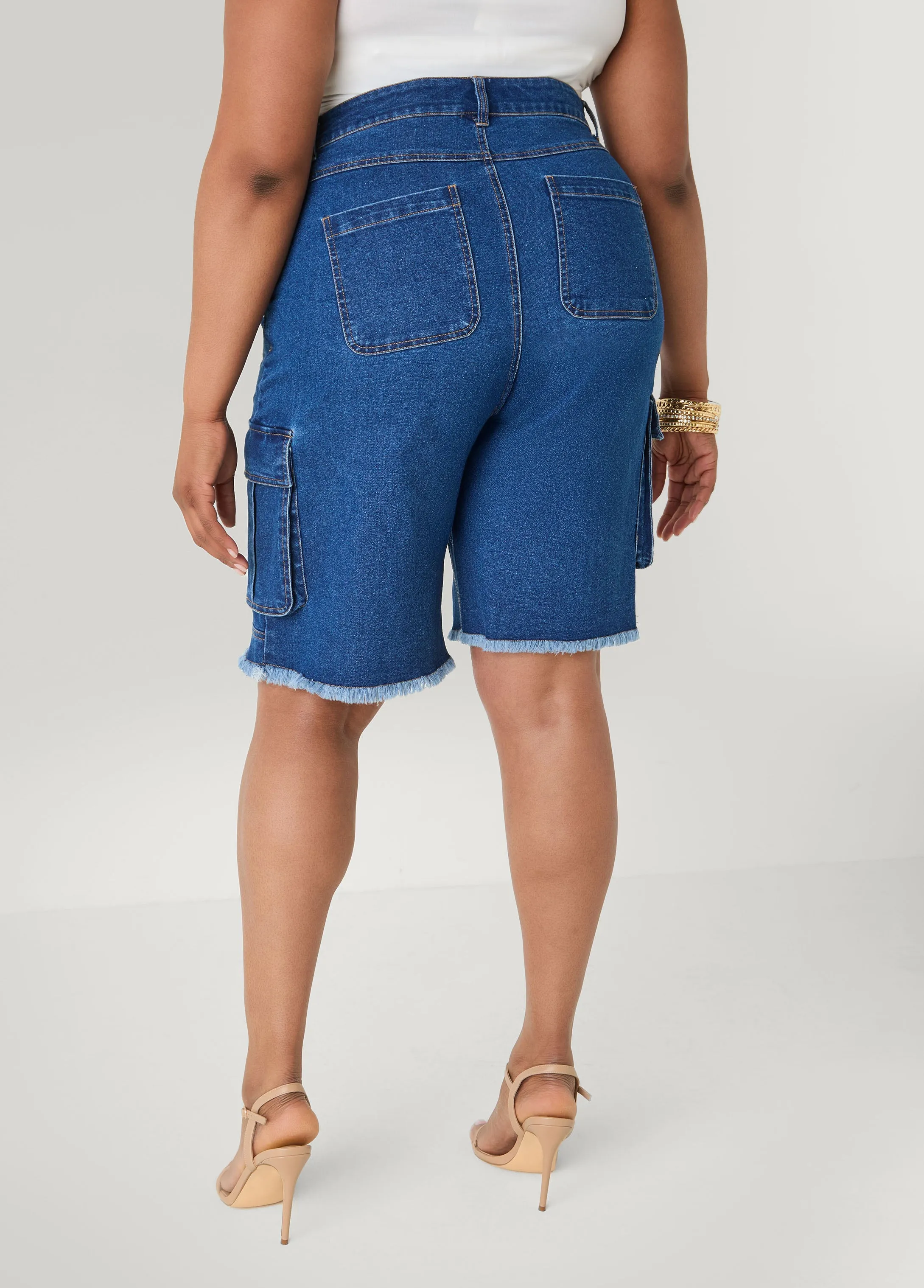 Frayed Cargo Bermuda Shorts sold by Ashley Stewart product image thumbnail 2
