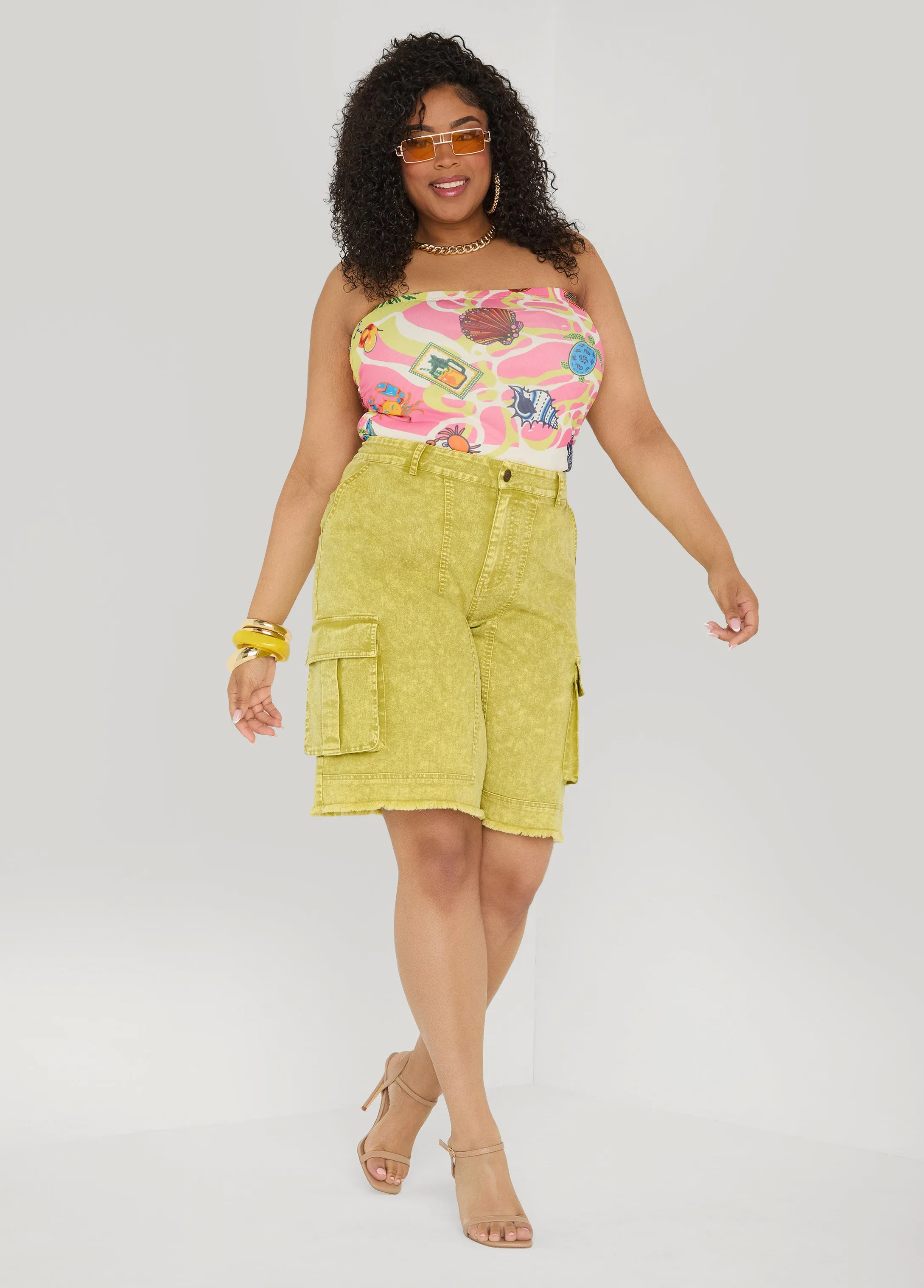 Stonewash Cargo Bermuda Shorts sold by Ashley Stewart product image thumbnail 3