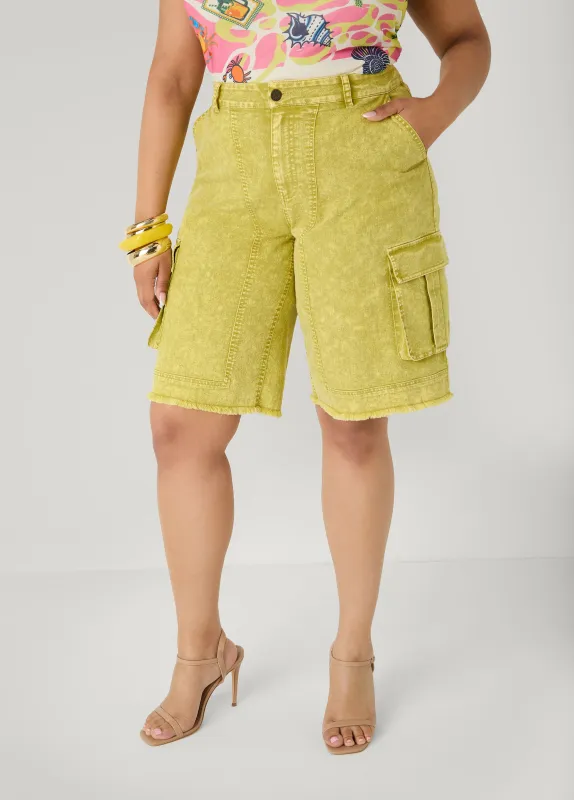 Stonewash Cargo Bermuda Shorts made by Ashley Stewart