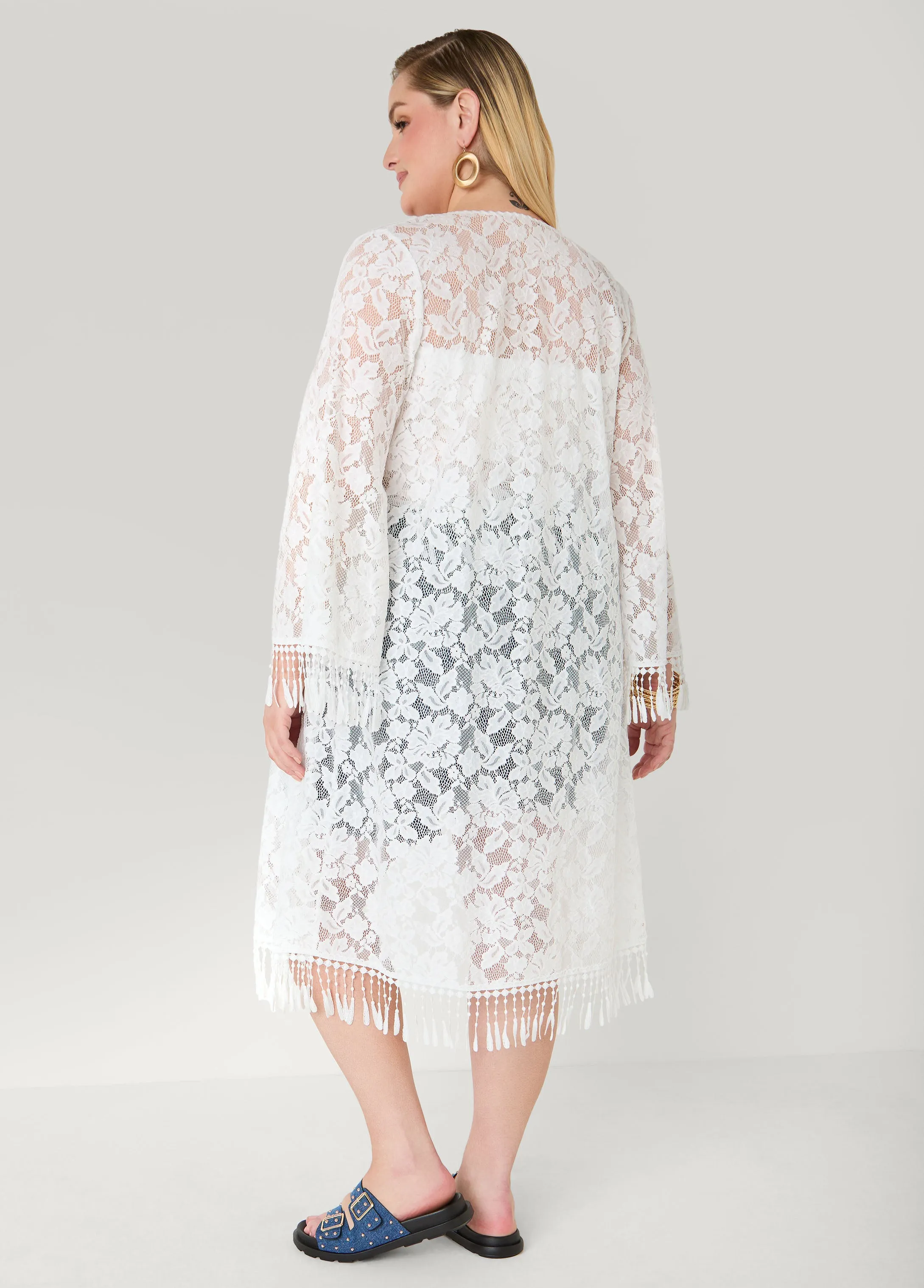 Fringed Floral Lace Duster sold by Ashley Stewart product image thumbnail 2