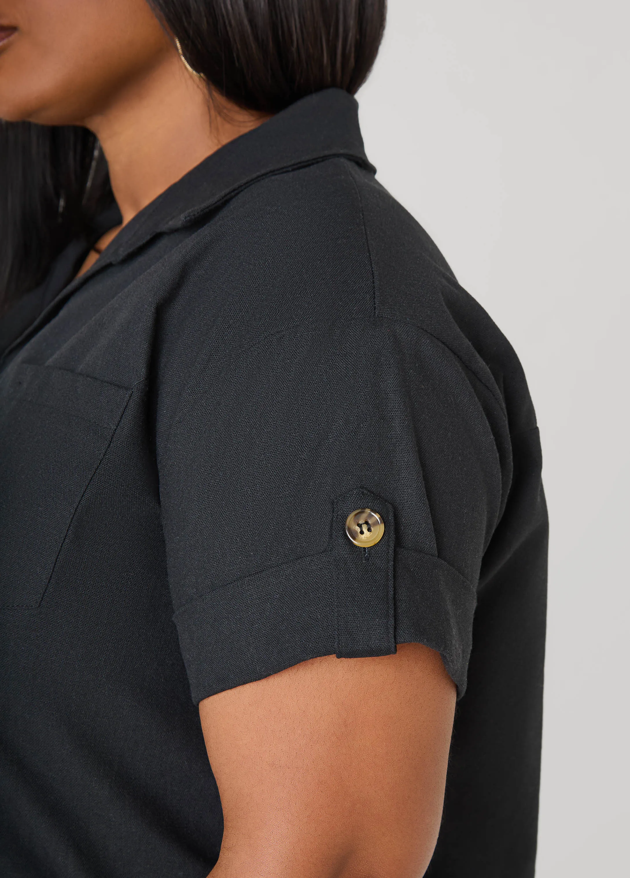 Cuffed Button Front Shirt sold by Ashley Stewart product image thumbnail 5