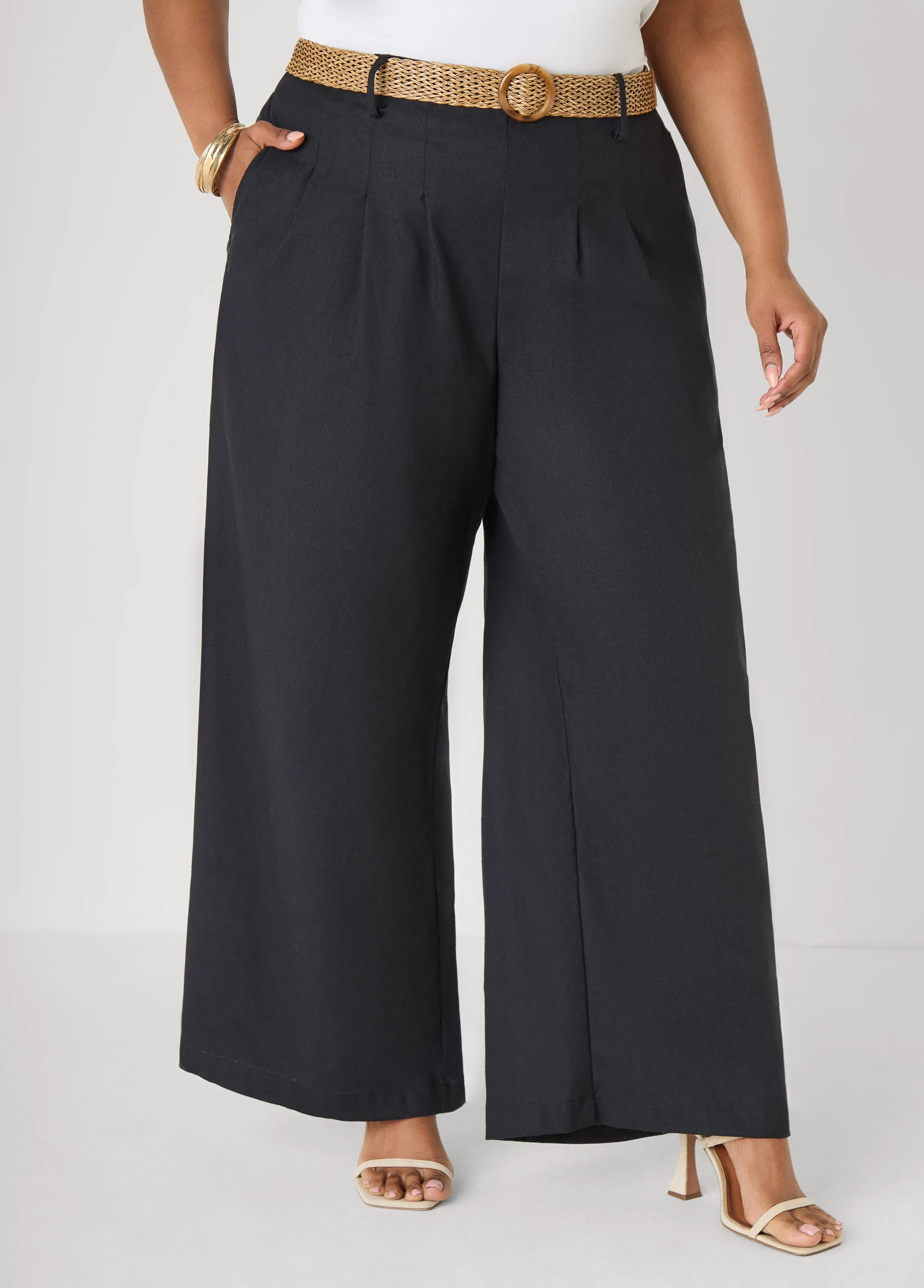 Belted Wide Leg Pants sold by Ashley Stewart product image thumbnail 4