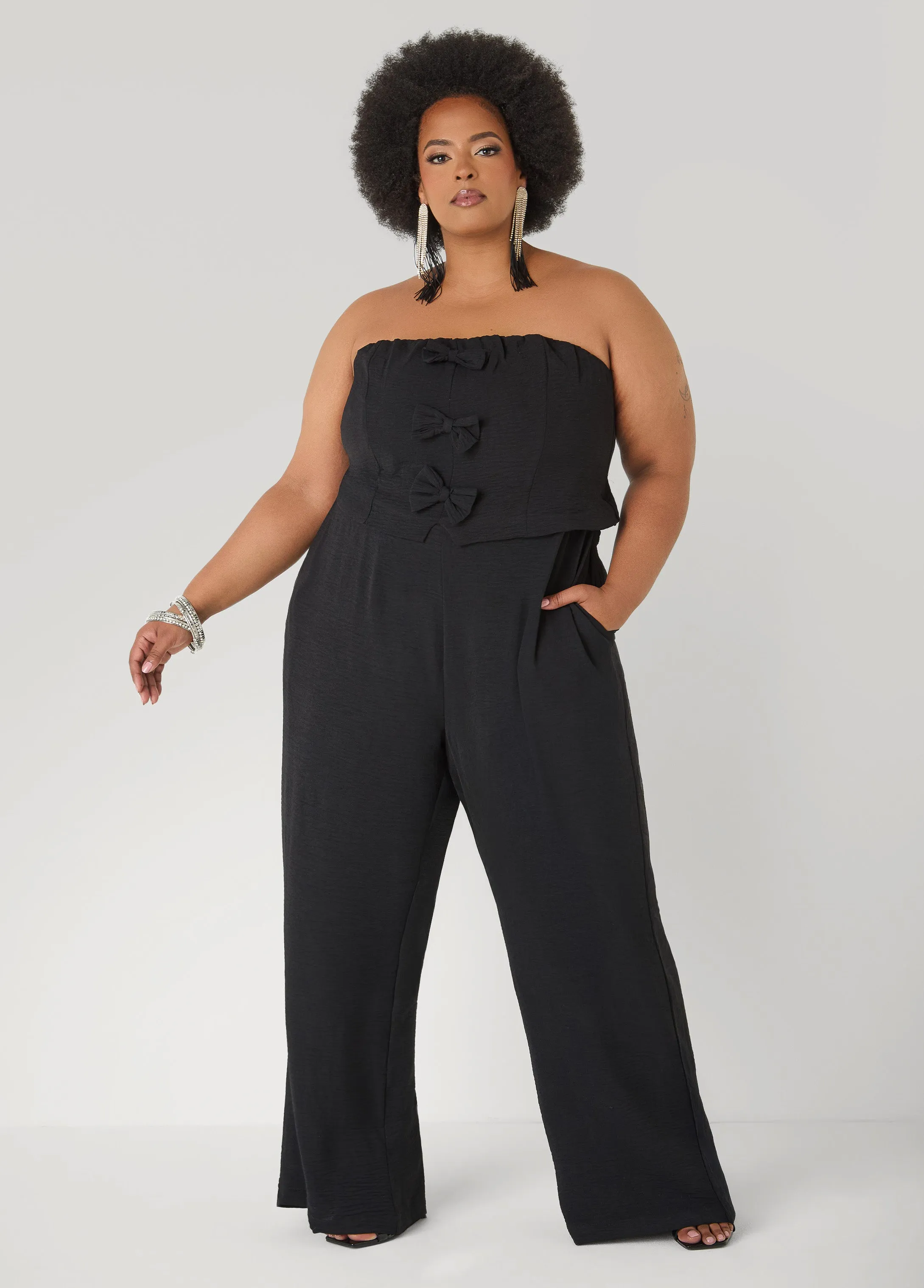 Strapless Bow Embellished Jumpsuit sold by Ashley Stewart product image thumbnail 5