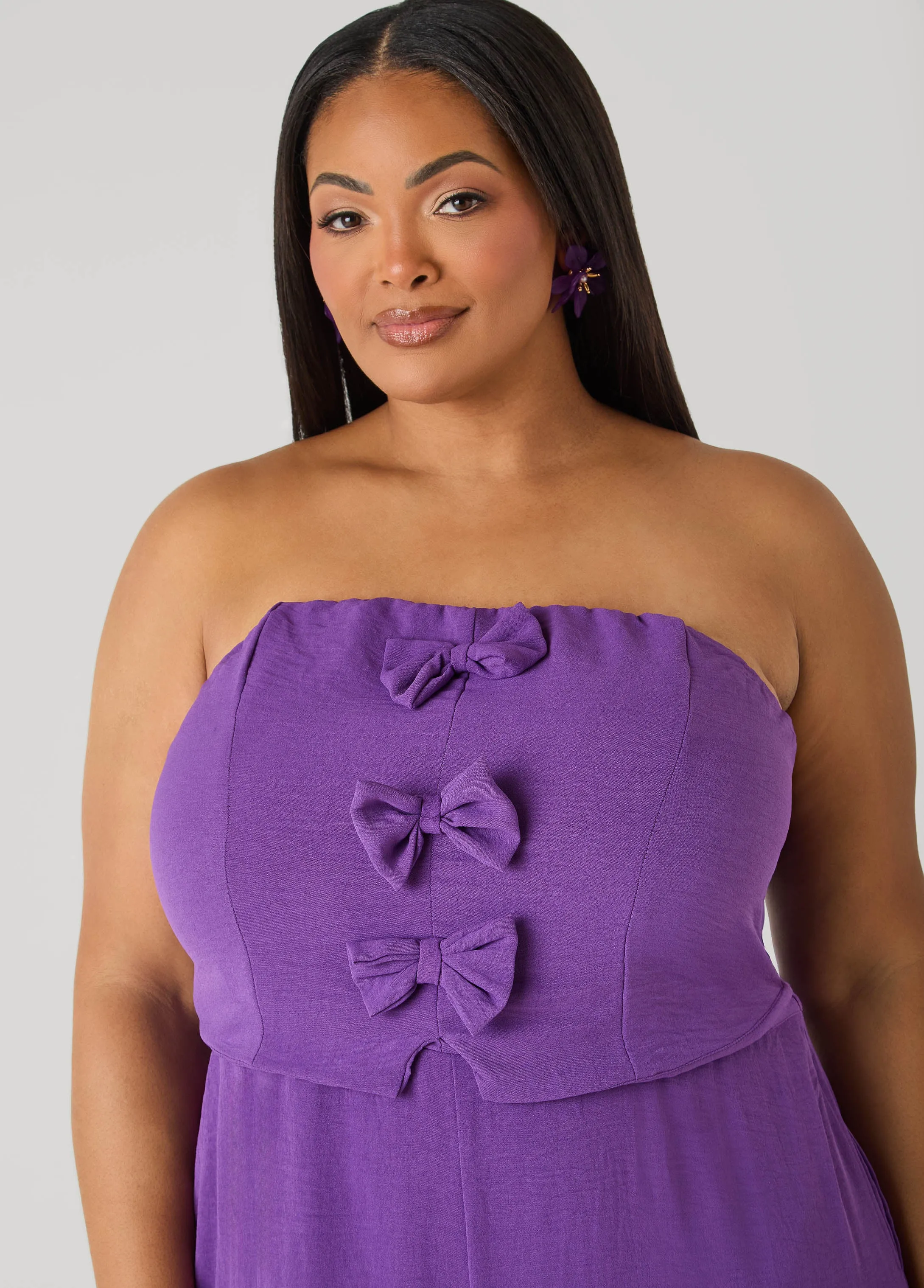 Strapless Bow Embellished Jumpsuit sold by Ashley Stewart product image thumbnail 4