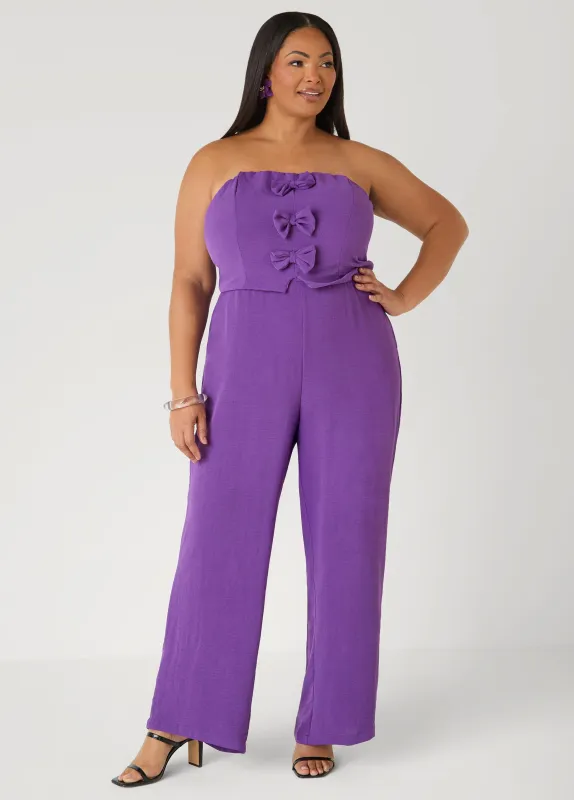 Strapless Bow Embellished Jumpsuit made by Ashley Stewart
