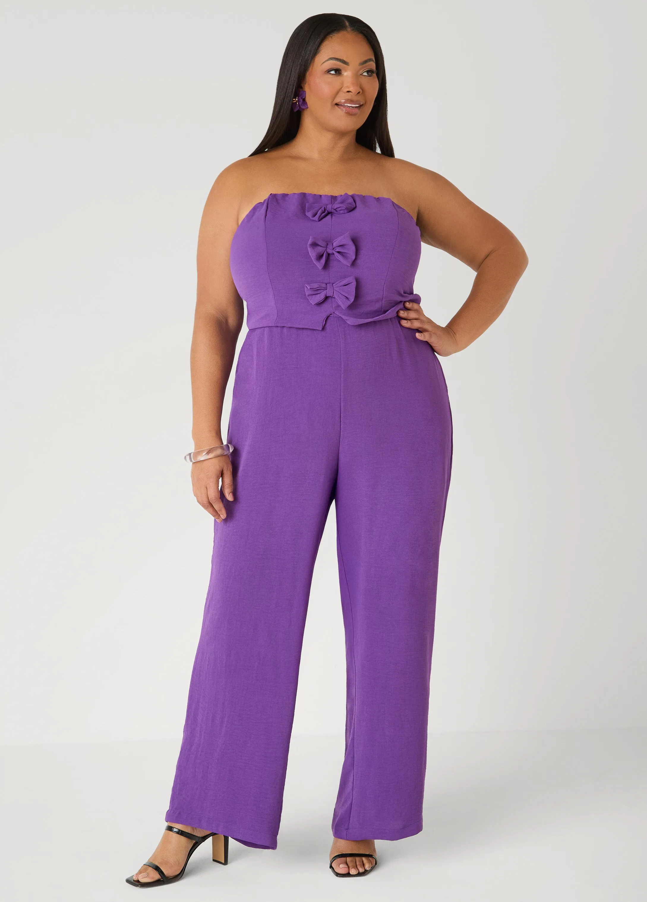 Strapless Bow Embellished Jumpsuit sold by Ashley Stewart