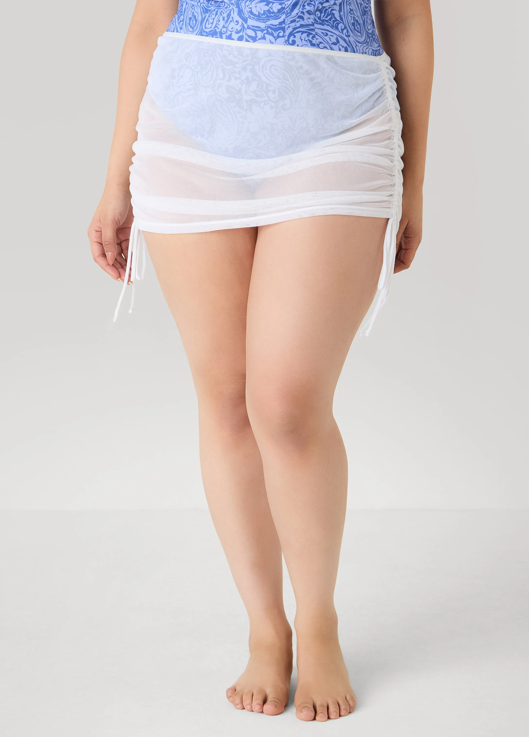 Drawstring Mesh Skirt Cover Up sold by Ashley Stewart