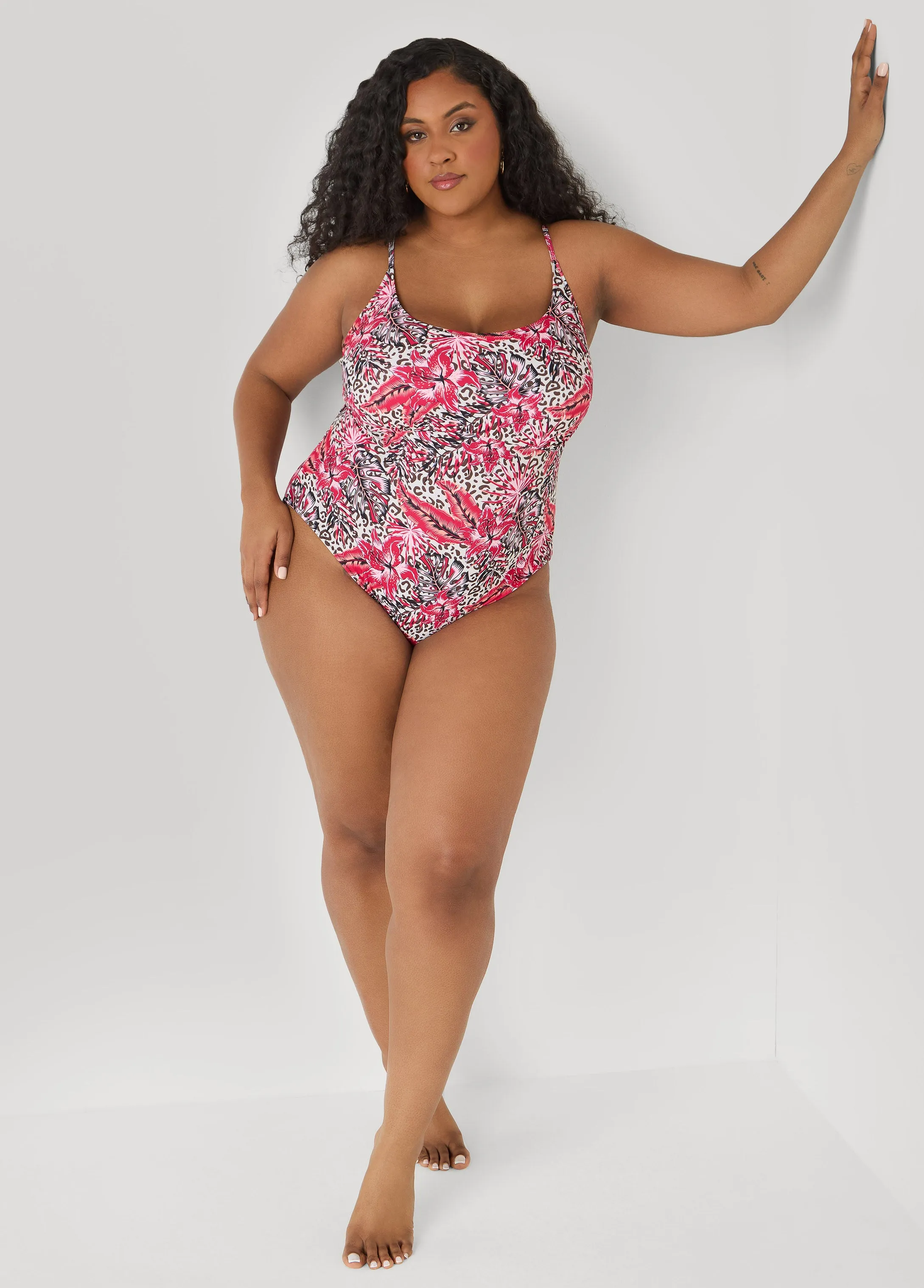 Leopard And Floral Print Swimsuit sold by Ashley Stewart product image thumbnail 3