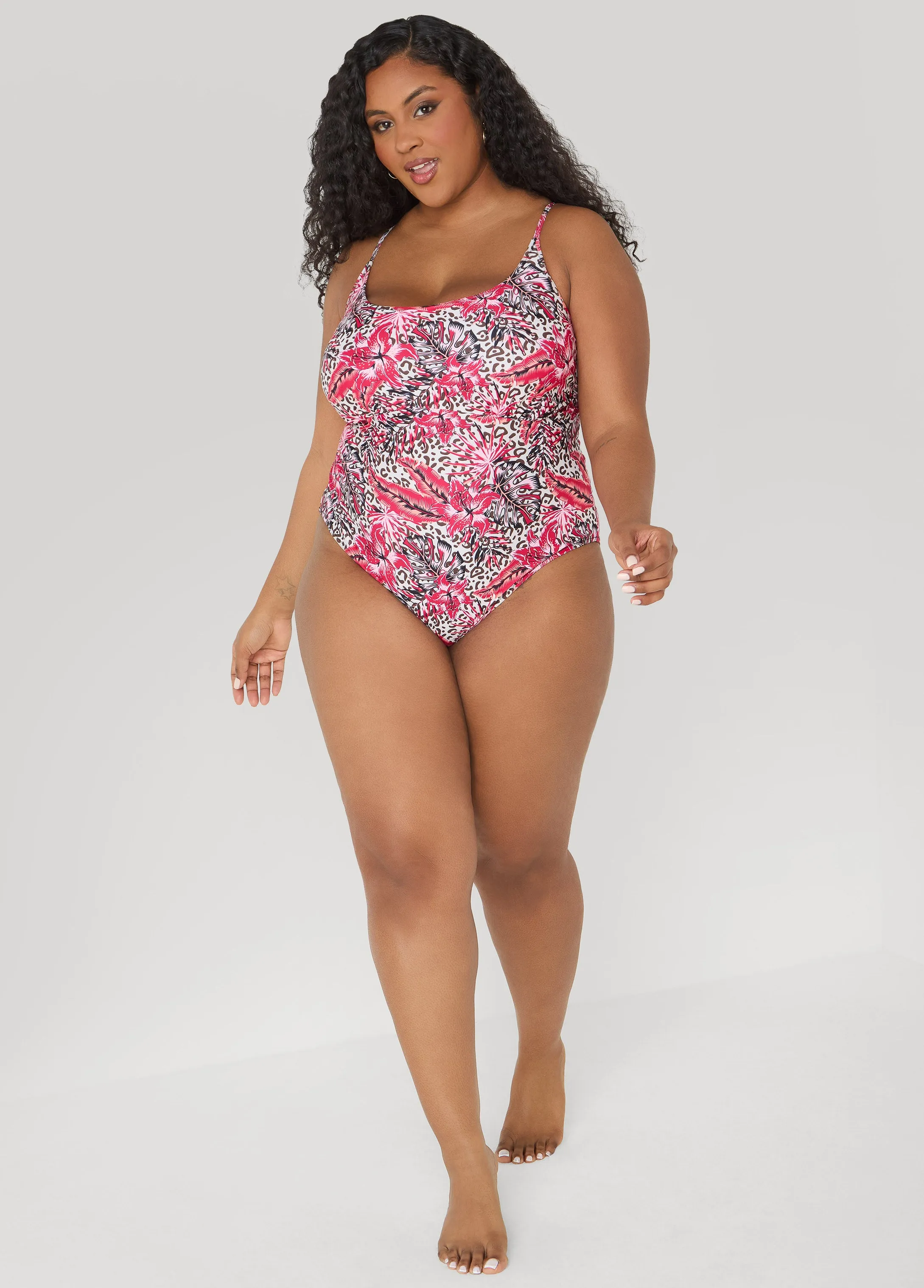 Leopard And Floral Print Swimsuit sold by Ashley Stewart product image thumbnail 4