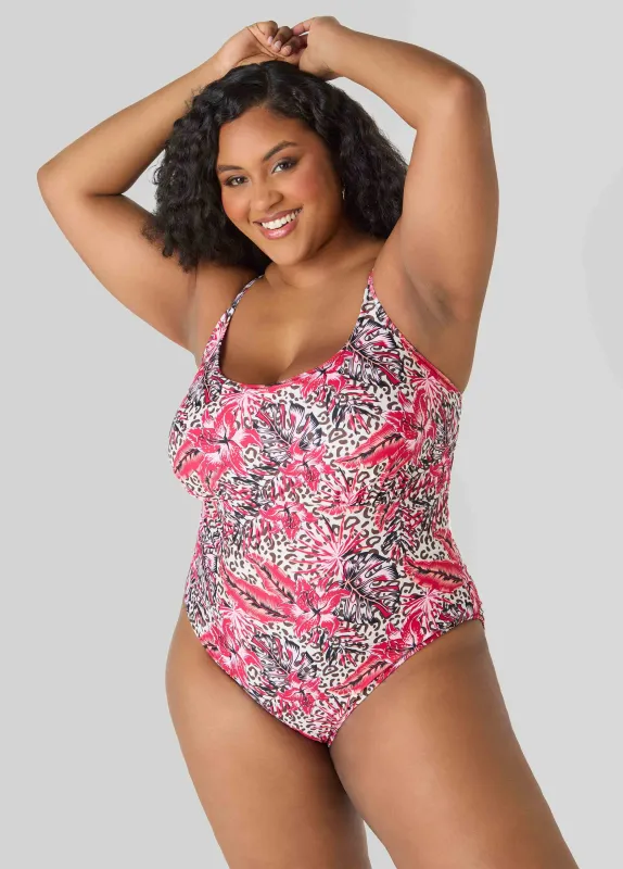 Leopard And Floral Print Swimsuit made by Ashley Stewart
