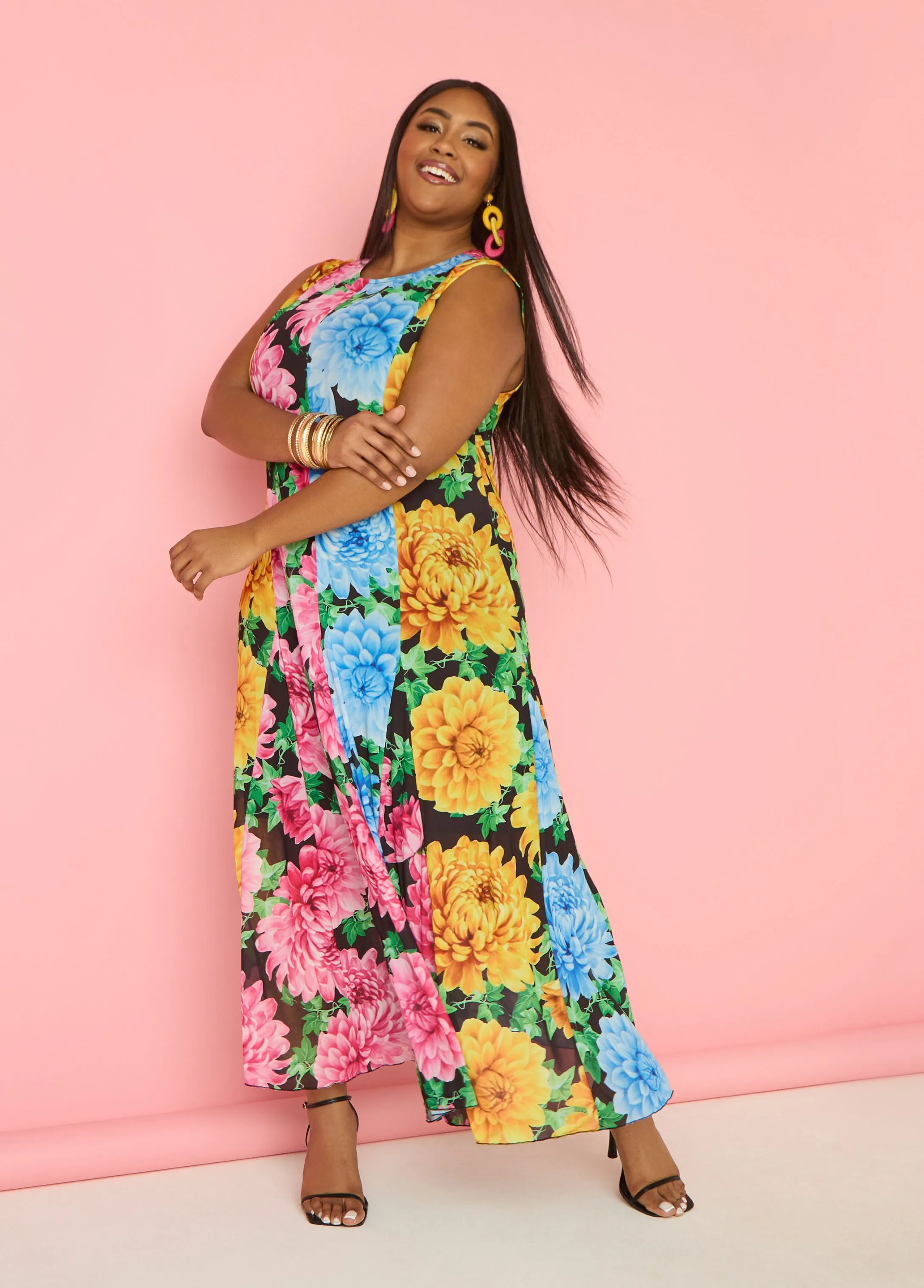 Tall Floral Print Mesh Maxi Dress sold by Ashley Stewart product image thumbnail 2