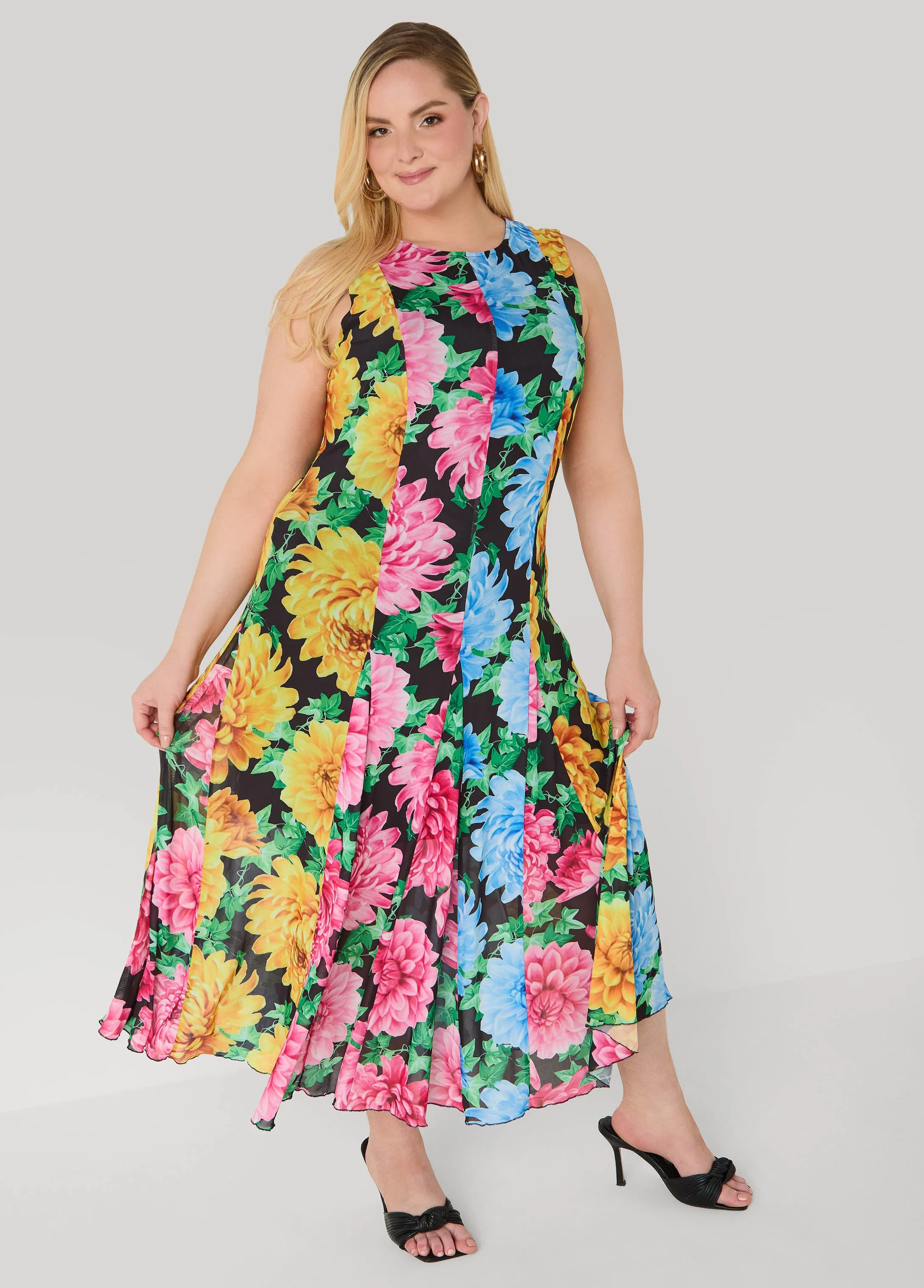 Tall Floral Print Mesh Maxi Dress sold by Ashley Stewart product image thumbnail 5