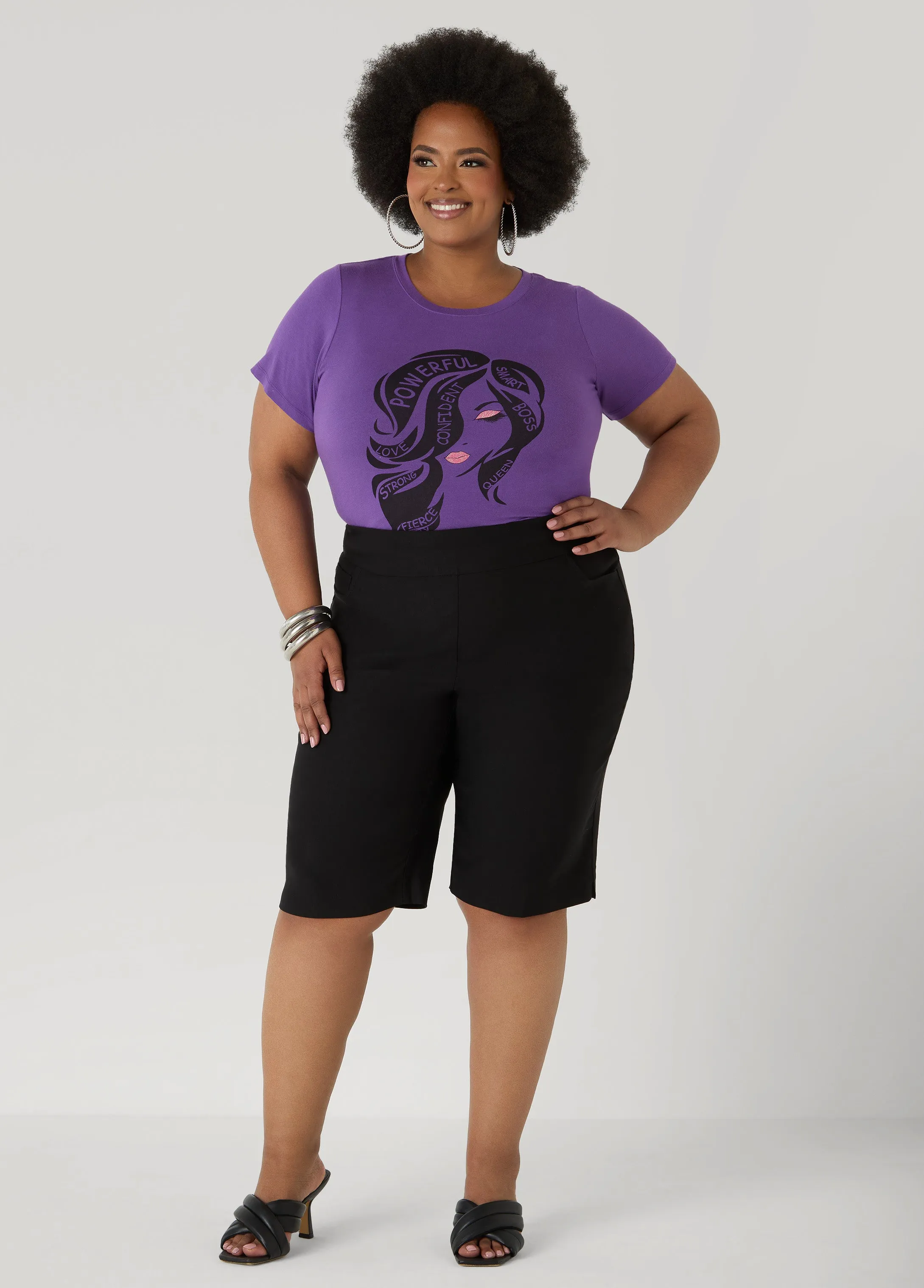 Powerful Glittered Graphic Tee sold by Ashley Stewart product image thumbnail 3