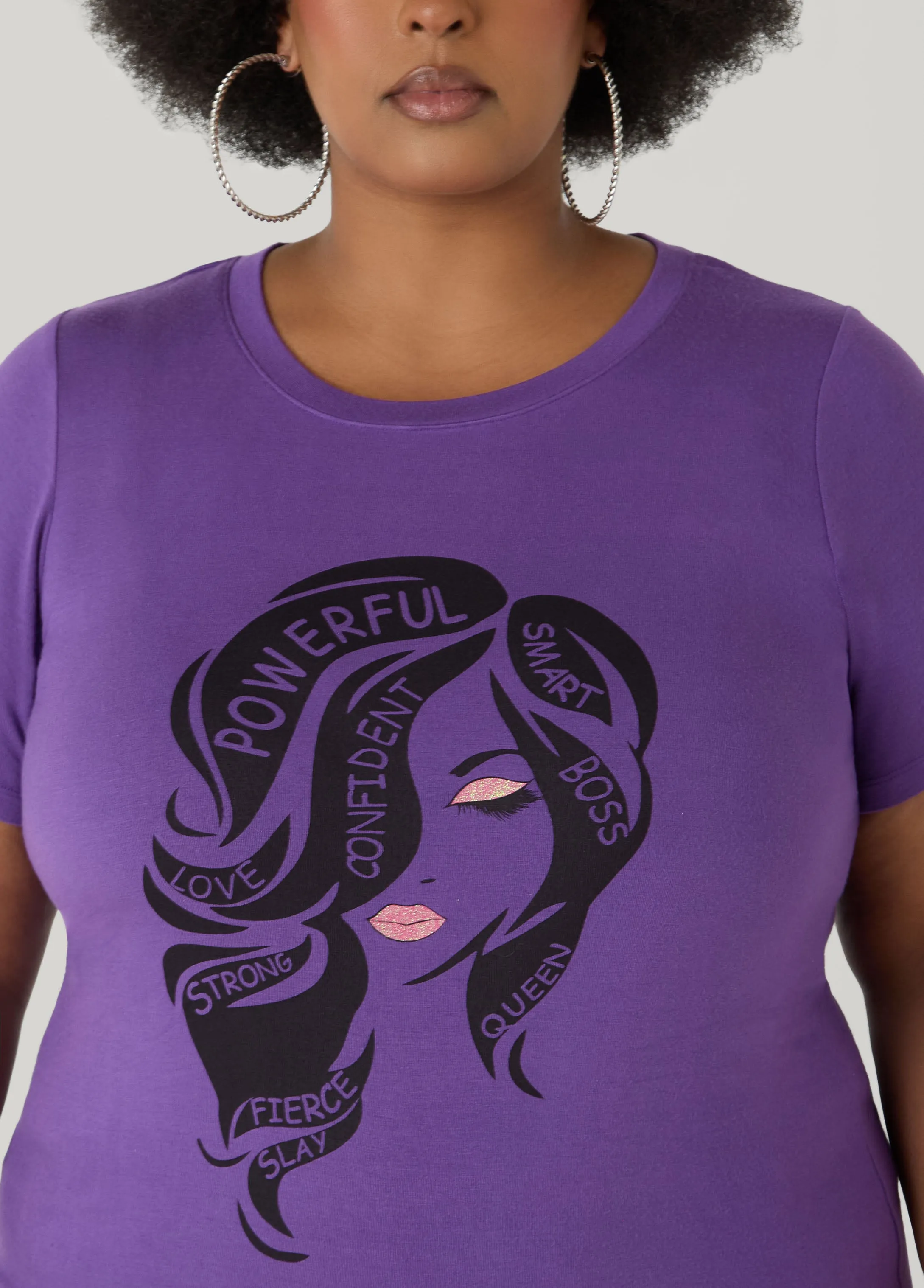 Powerful Glittered Graphic Tee sold by Ashley Stewart product image thumbnail 4