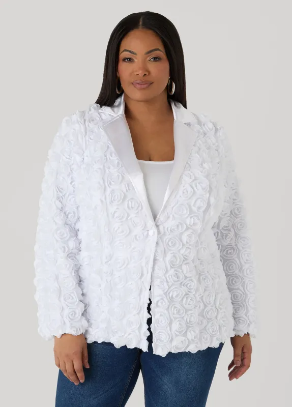 Satin Paneled Rosette Blazer made by Ashley Stewart