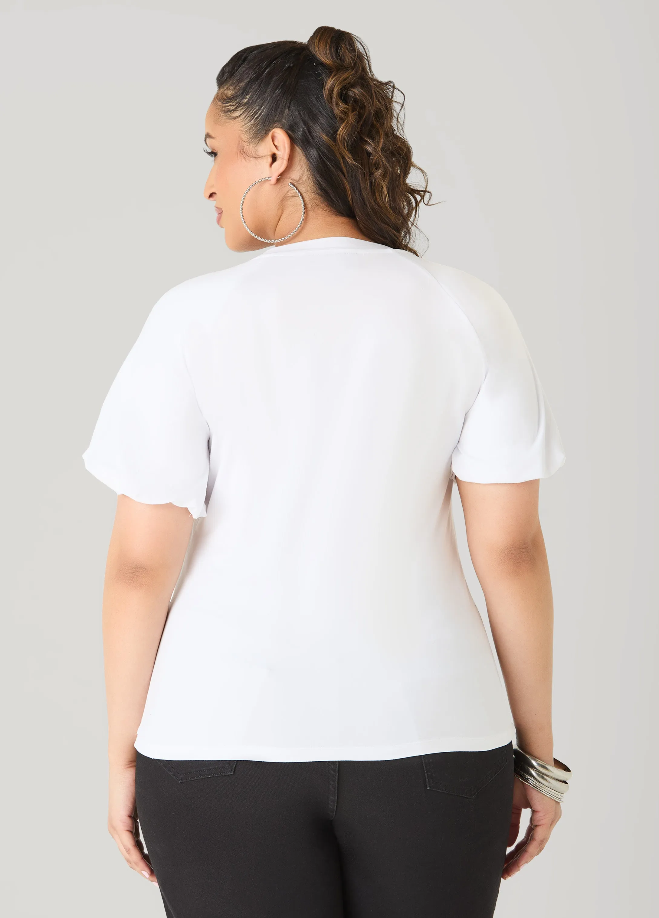 Flower Queen Puff Sleeved Tee sold by Ashley Stewart product image thumbnail 2