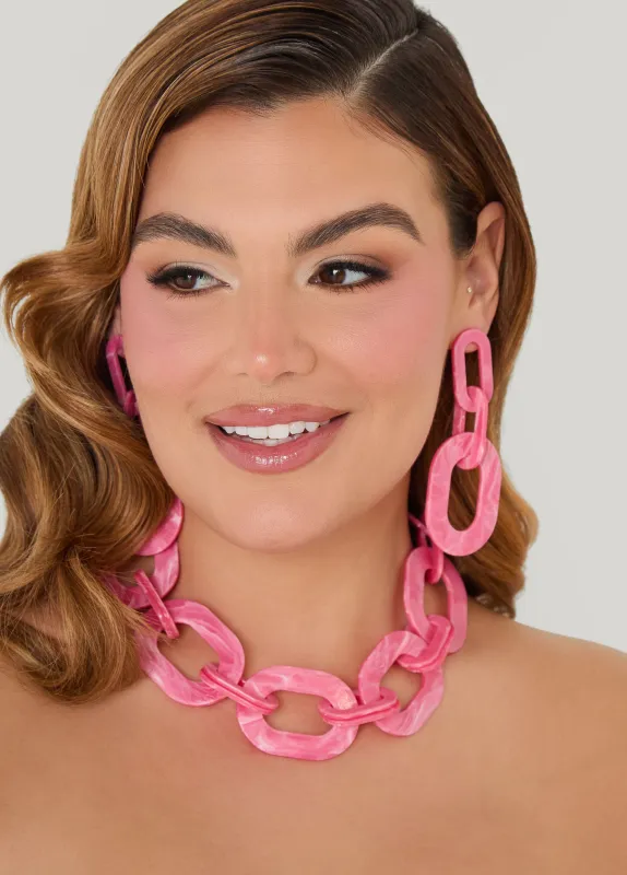 Marbled Chain Link Necklace Set made by Ashley Stewart