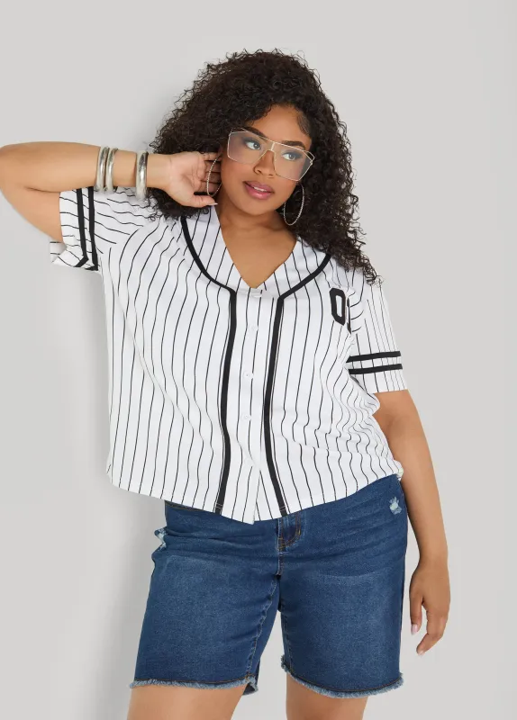 Striped Baseball Jersey made by Ashley Stewart