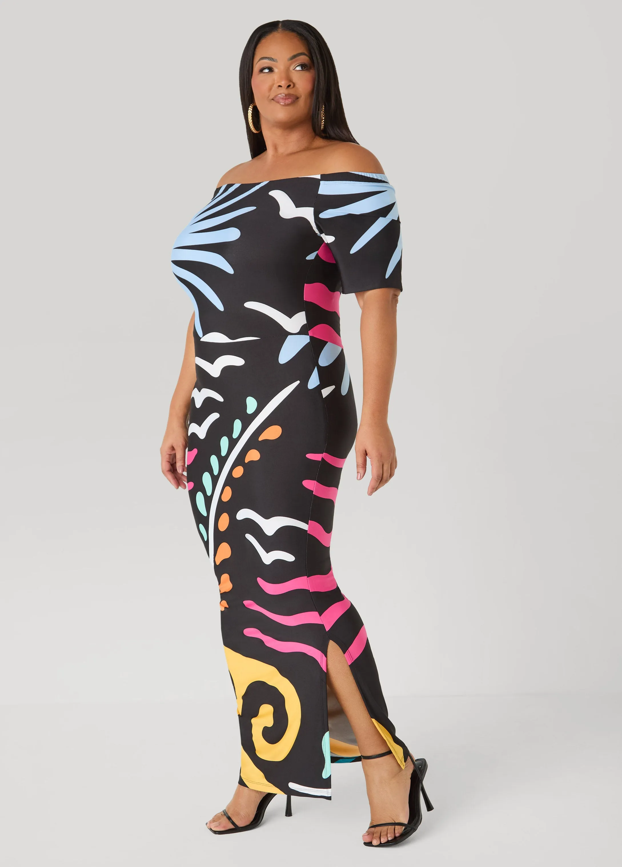 Tropical Off The Shoulder Dress sold by Ashley Stewart product image thumbnail 3