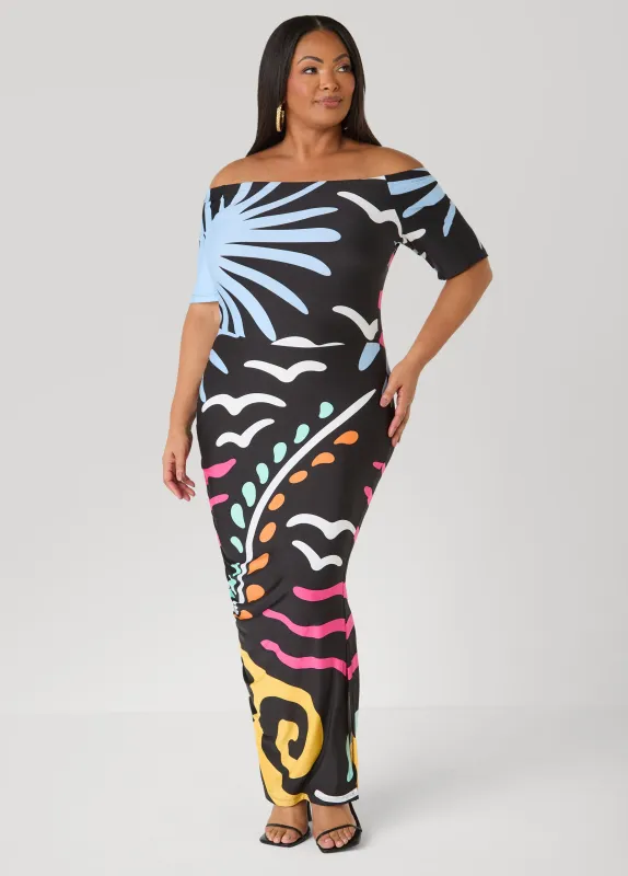 Tropical Off The Shoulder Dress made by Ashley Stewart